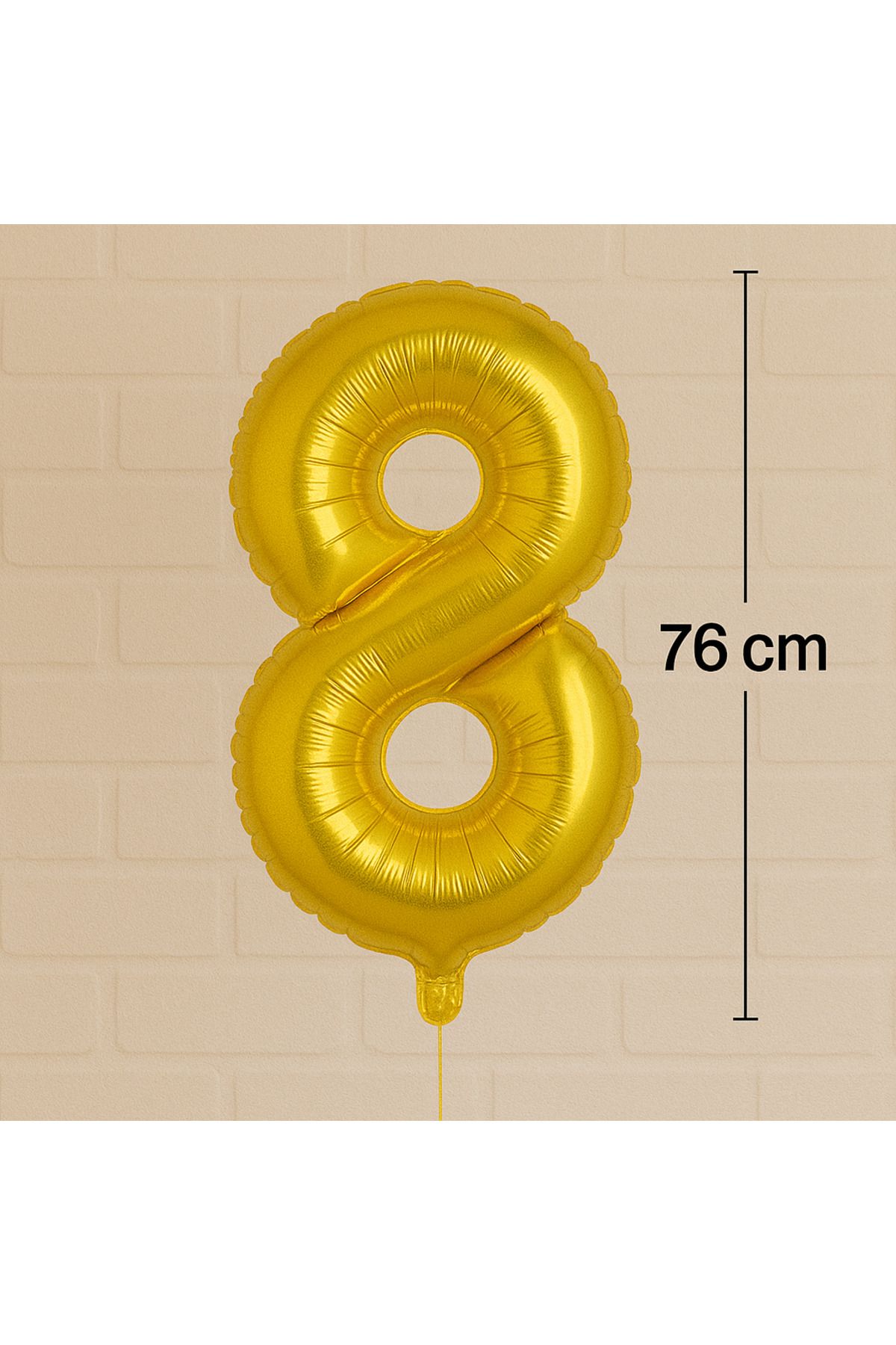 Ege Pastacılık 8 Yaş Gold Folyo Balon 76 cm - Büyük Boy