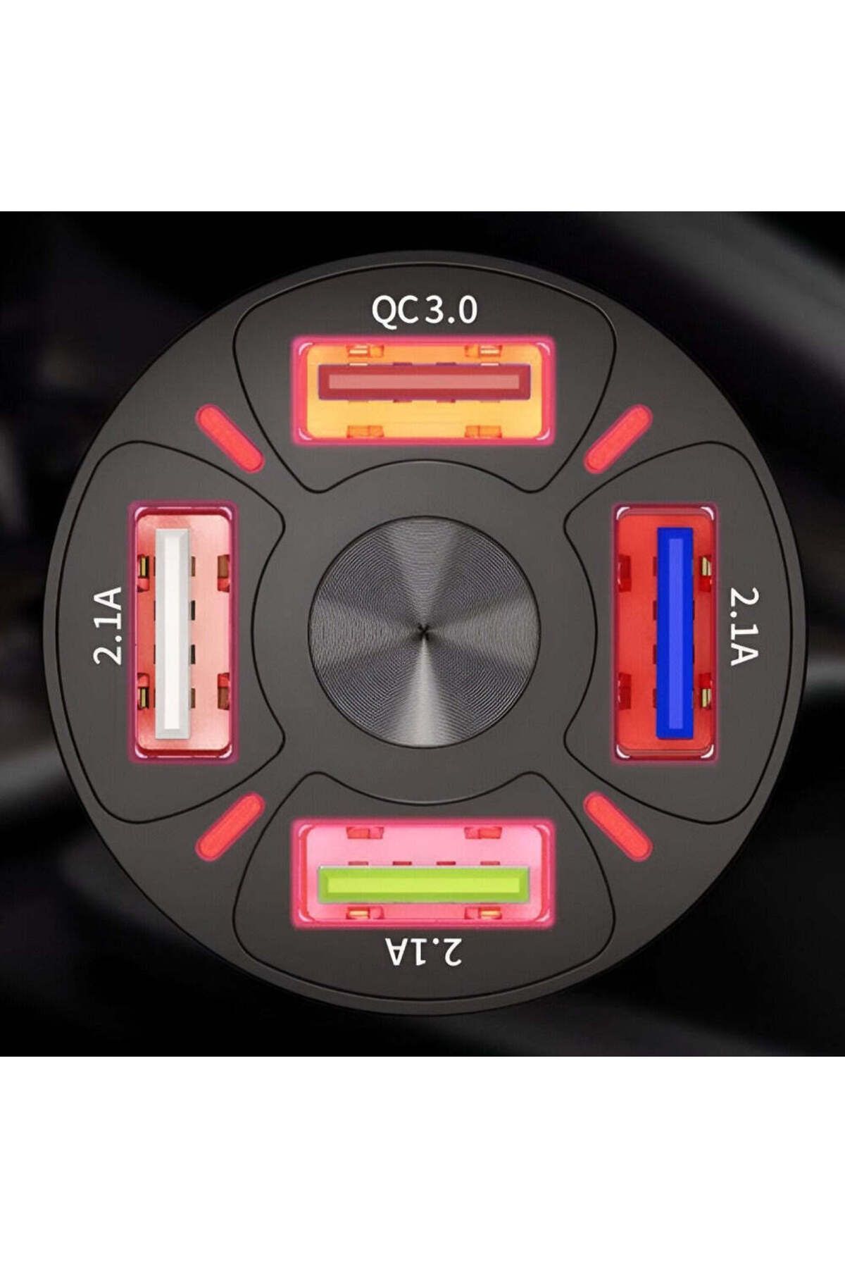 Velixo-Încărcător auto, 4 porturi USB, QC3.0, LED, 12-32V, cu cablu 3 în 1: Micro USB, Lightning, Tip C 5