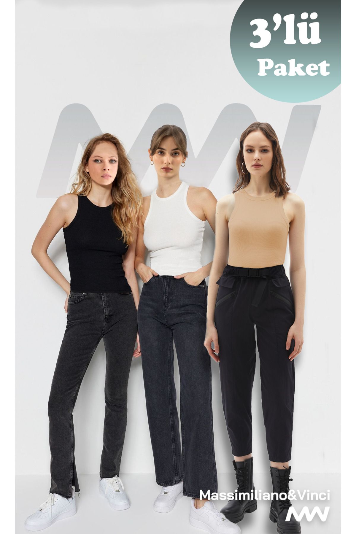 Massimiliano&Vinci Kadın Halter Yaka Elastan Fitilli T-Shirt Atlet Tank Top