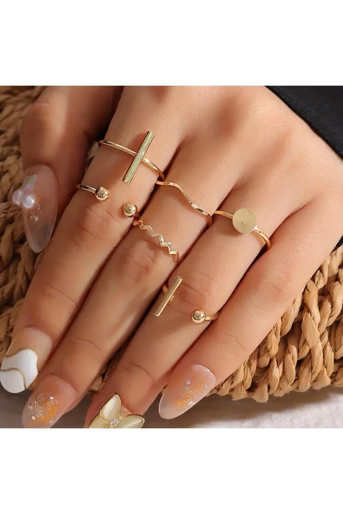 mujeres Minimalist 6 lı Set Kaplama Yüzük