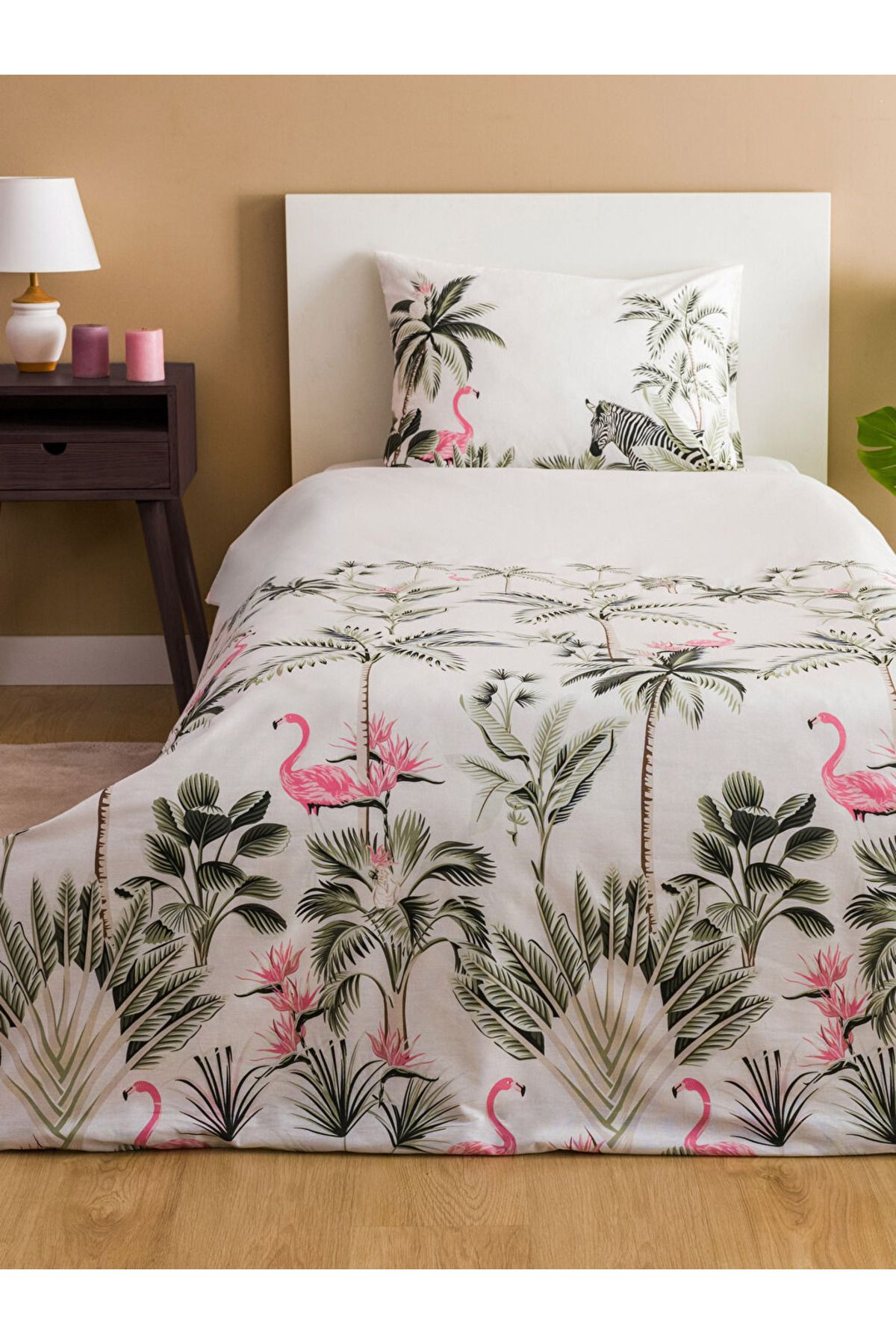 LC Waikiki LCW HOME Karişik Flamingo Baskılı Ranforce Tek Kişilik Nevresim Seti