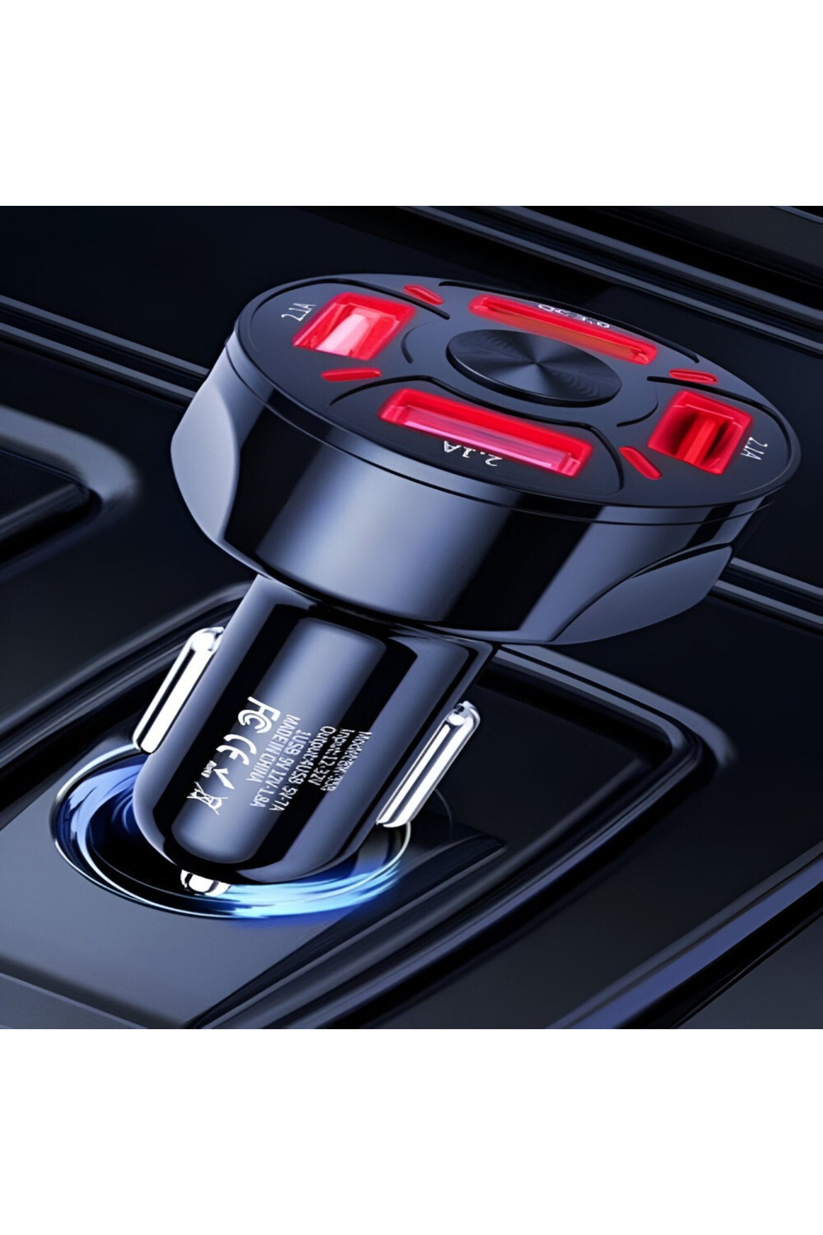 Velixo-Încărcător auto, 4 porturi USB, QC3.0, LED, 12-32V, cu cablu 3 în 1: Micro USB, Lightning, Tip C 4