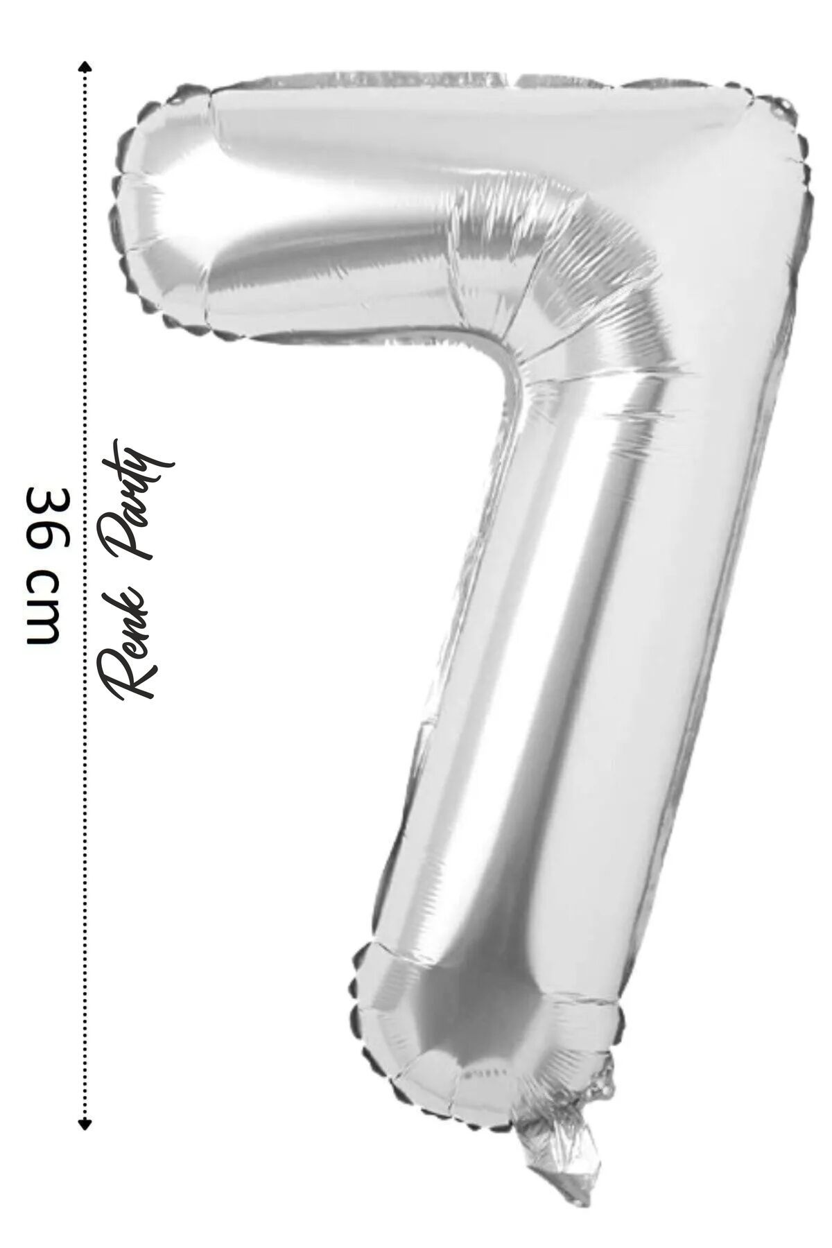 renk party Folyo Balon 7 Rakamı Helyum Balon 36 Cm Gümüş Renk - 7 Yaş Balonu - 7 Rakam Balon - 16 Inch
