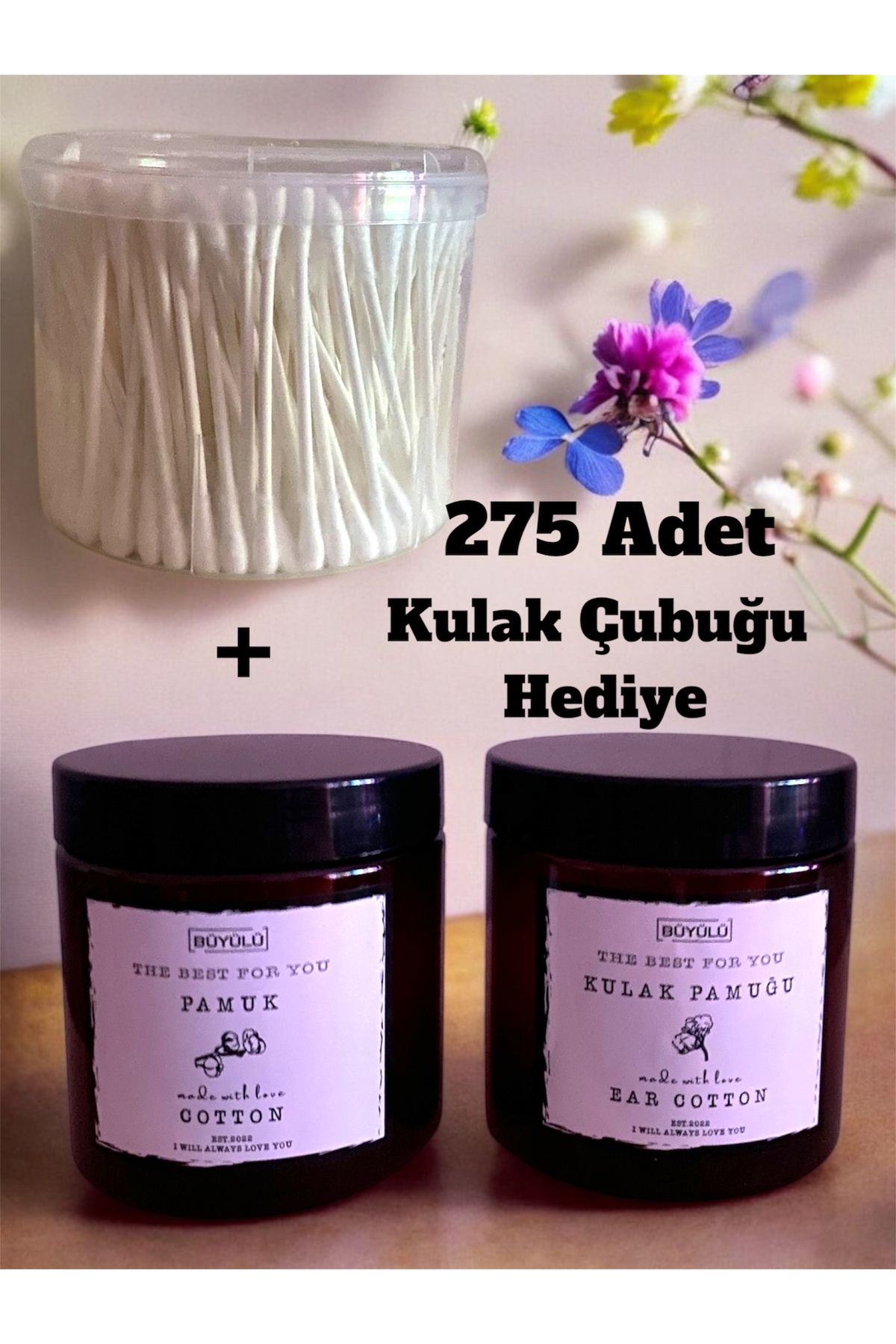 Trend Home Life Amber Pamukluk + Kulak Pamukluğu + 275 Adet Kulak Çubuğu Hediye, Plastik, Banyo Seti