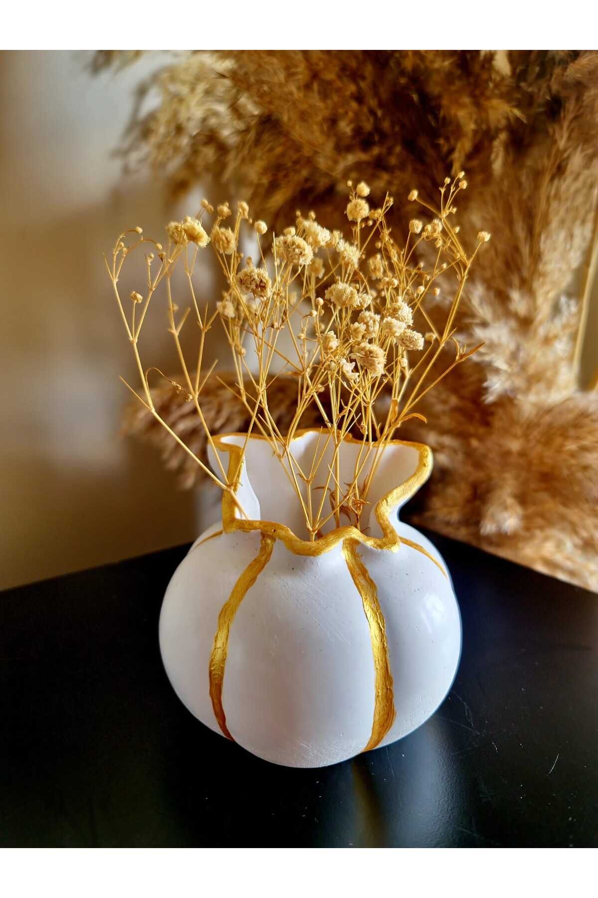 Dekor Bohça Vazo & Gold Beyaz Vazo & Dekoratif Obje - 10*10 cm