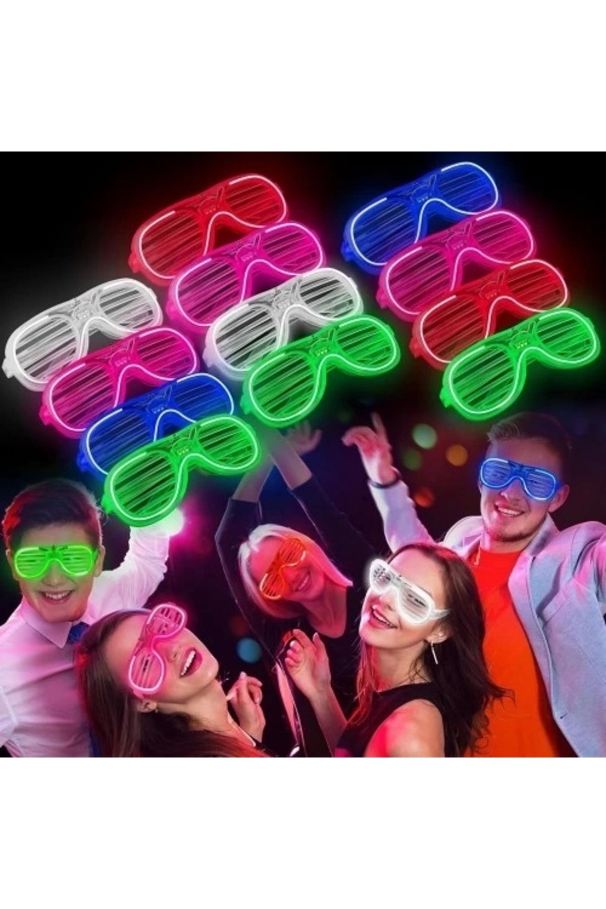 PRATİKOBA Glow Işıklı Panjur Parti Gözlüğü 12 Adet