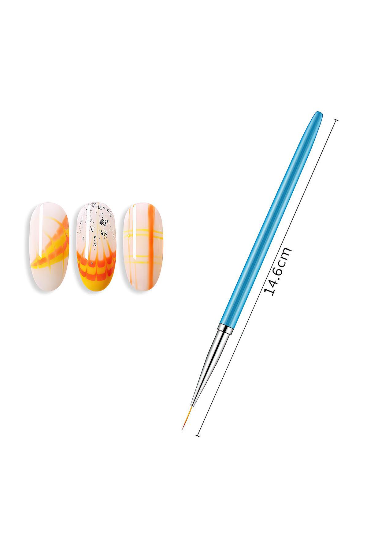 3'lü Nail Art Tırnak Desen Fırça Seti — رنگارنگ 8683089019365 — تصویر 5 از 5