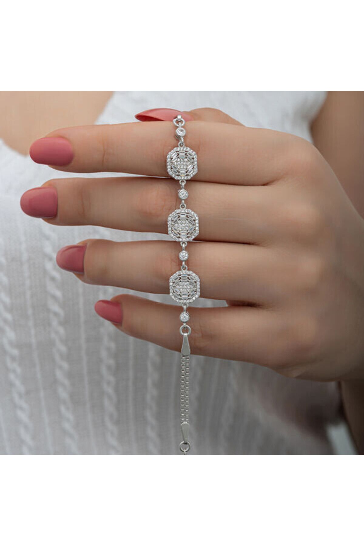 shop Zirkon Taşlı Baget 925 Ayar Gümüş Bileklik