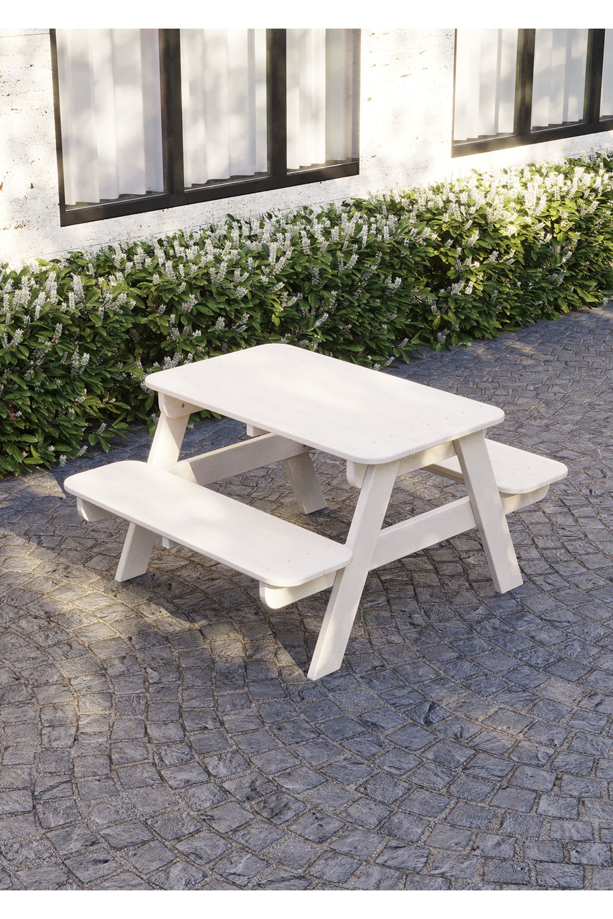 Garpim Çocuk Piknik Masası - Beyaz | Dayanıklı, Hava Koşullarına ve UV’ye Dayanıklı, Kolay Kurulum, HDPE