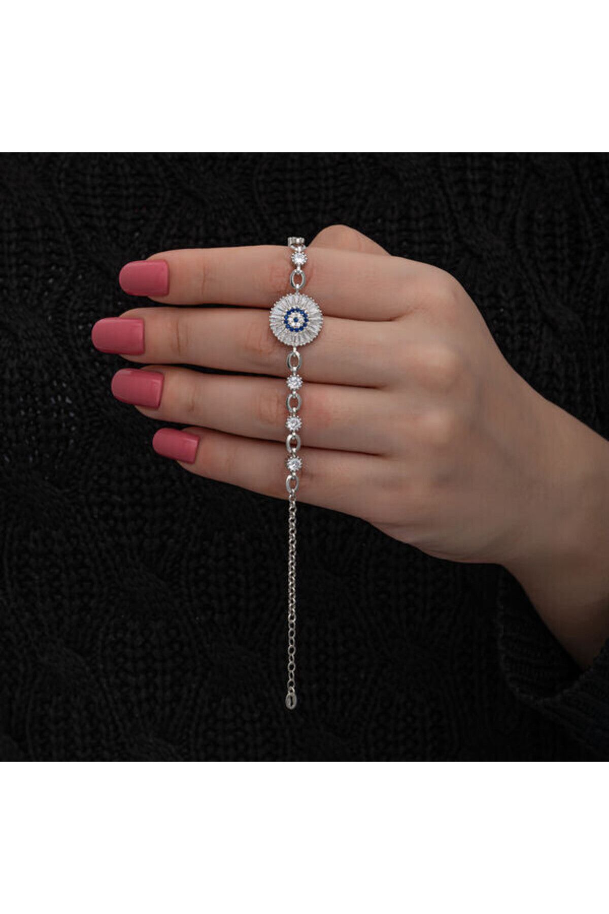 shop Baget Nazarlı Zirkon Taş 925 Ayar Gümüş