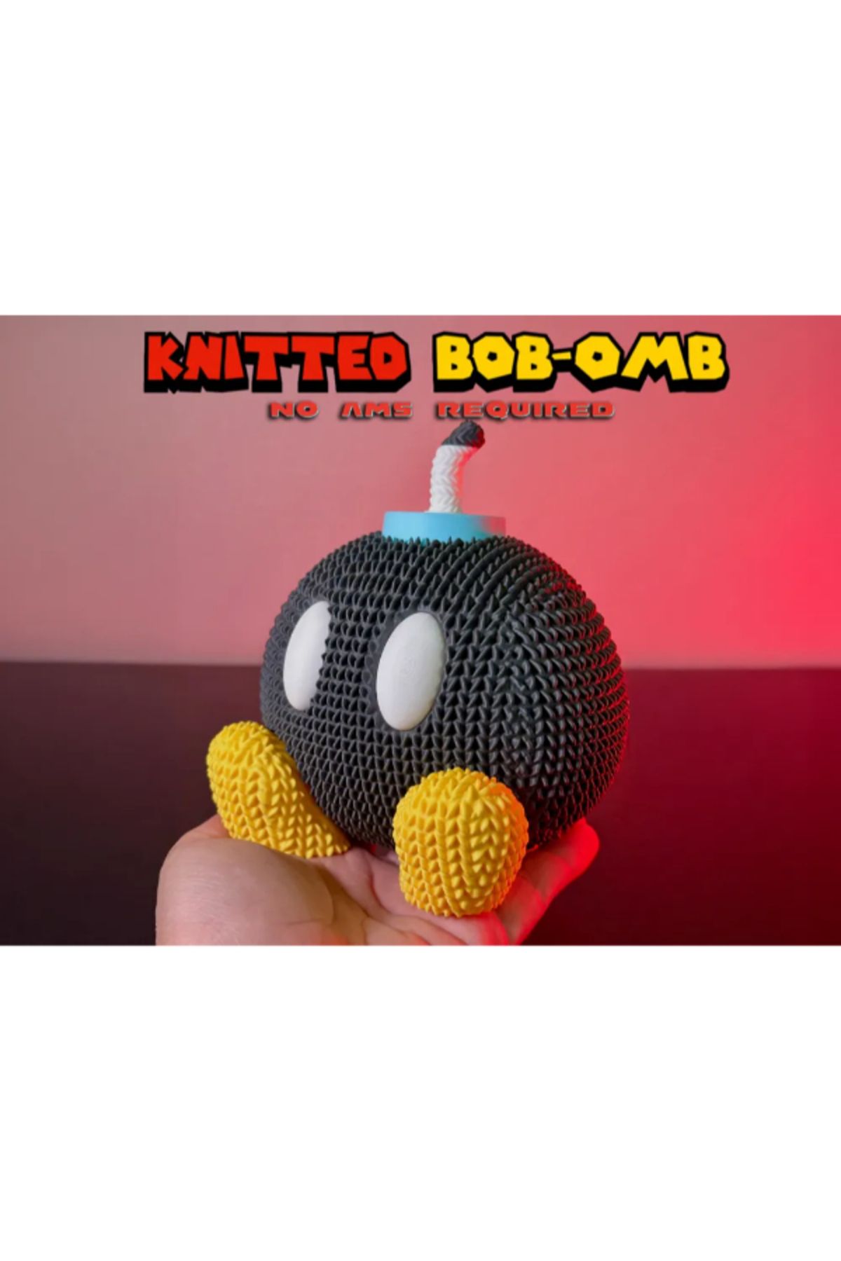 3d model s Sevimli Örgü Stil Bob-omb Figürü – Super Mario