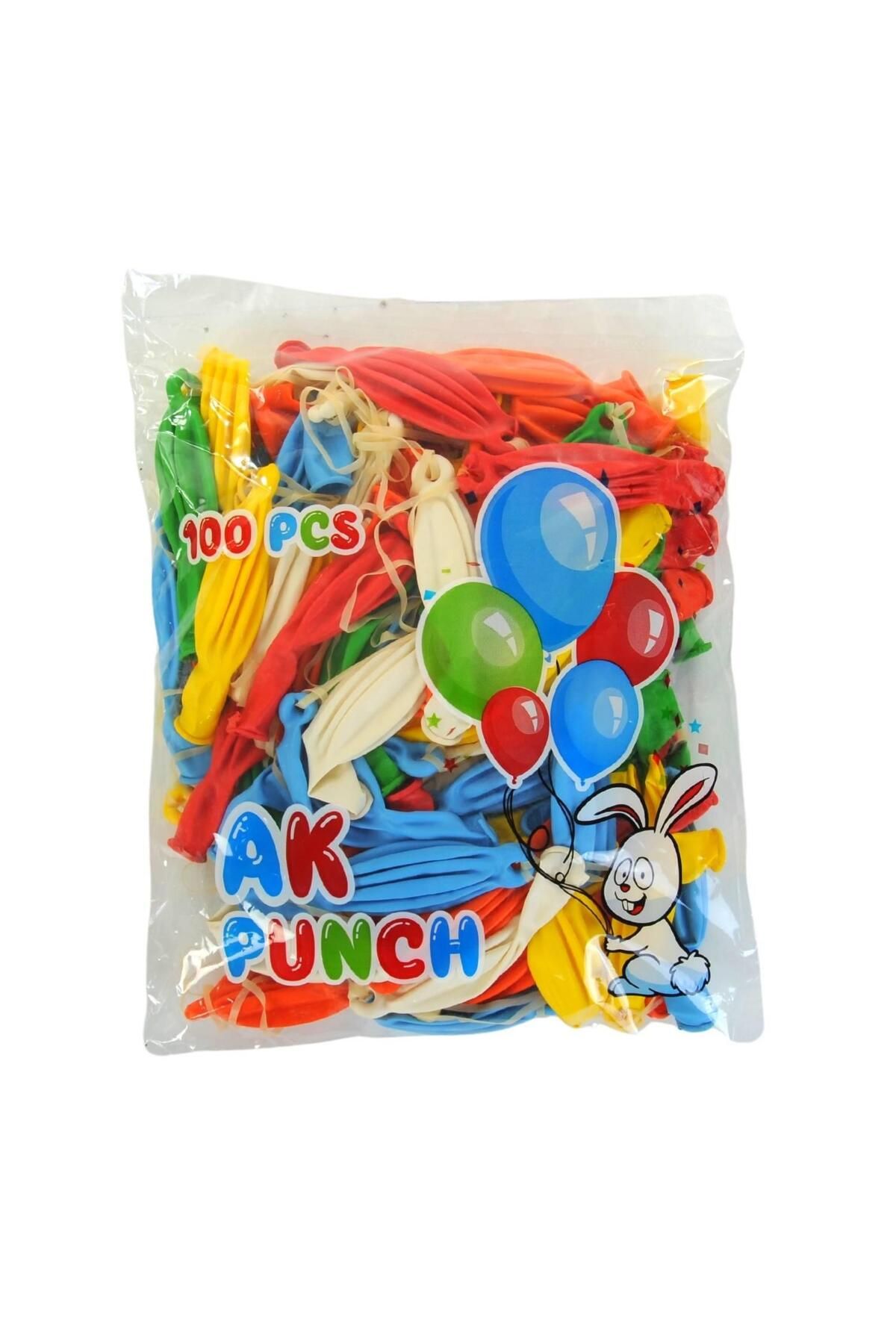 ERBAY Poşetli 100 Lü Ak Punch Balon