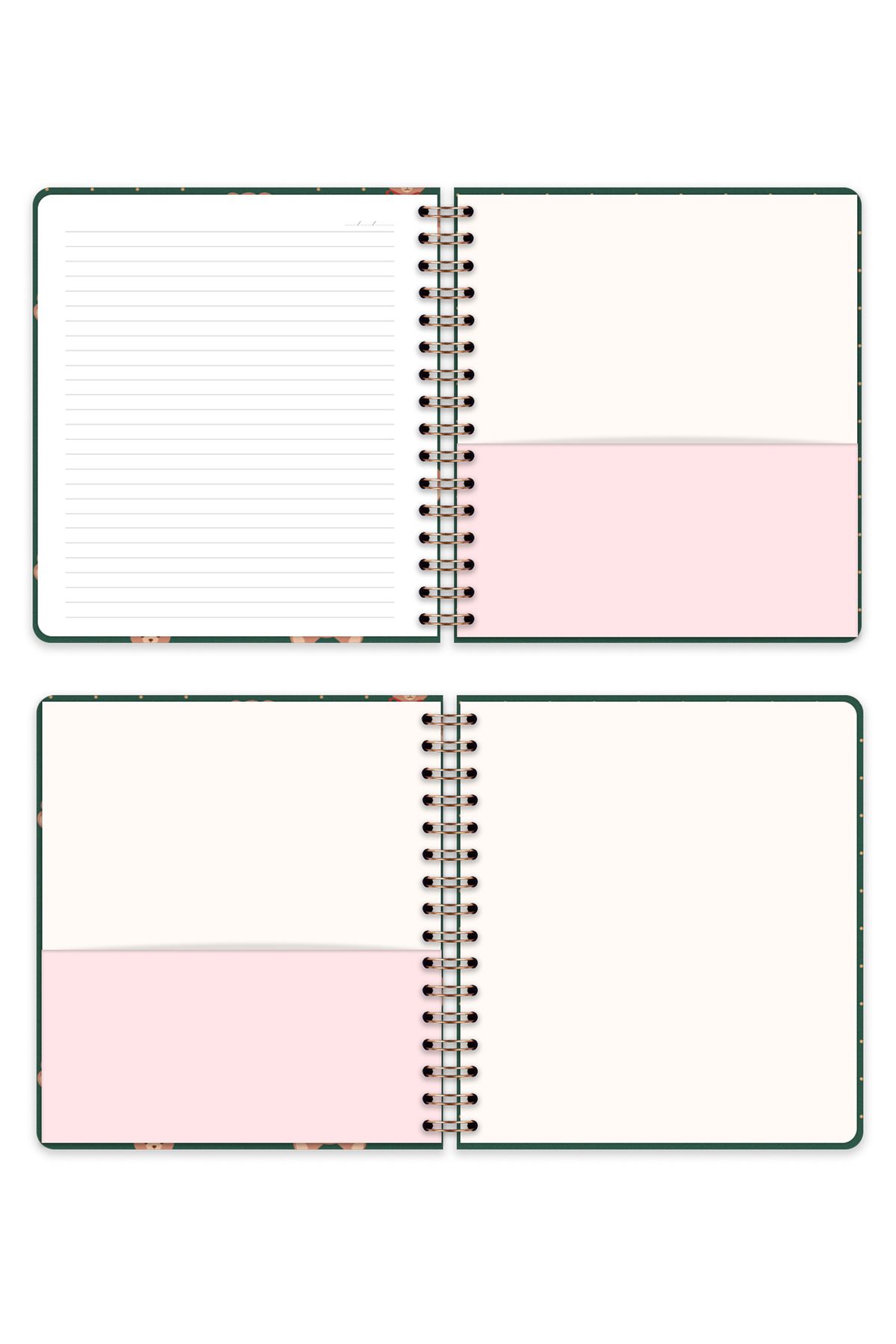 Matt Notebook-19X21 cm Square Elastic Spiral Hard Cover Notepad Lined Teddy Bears 7