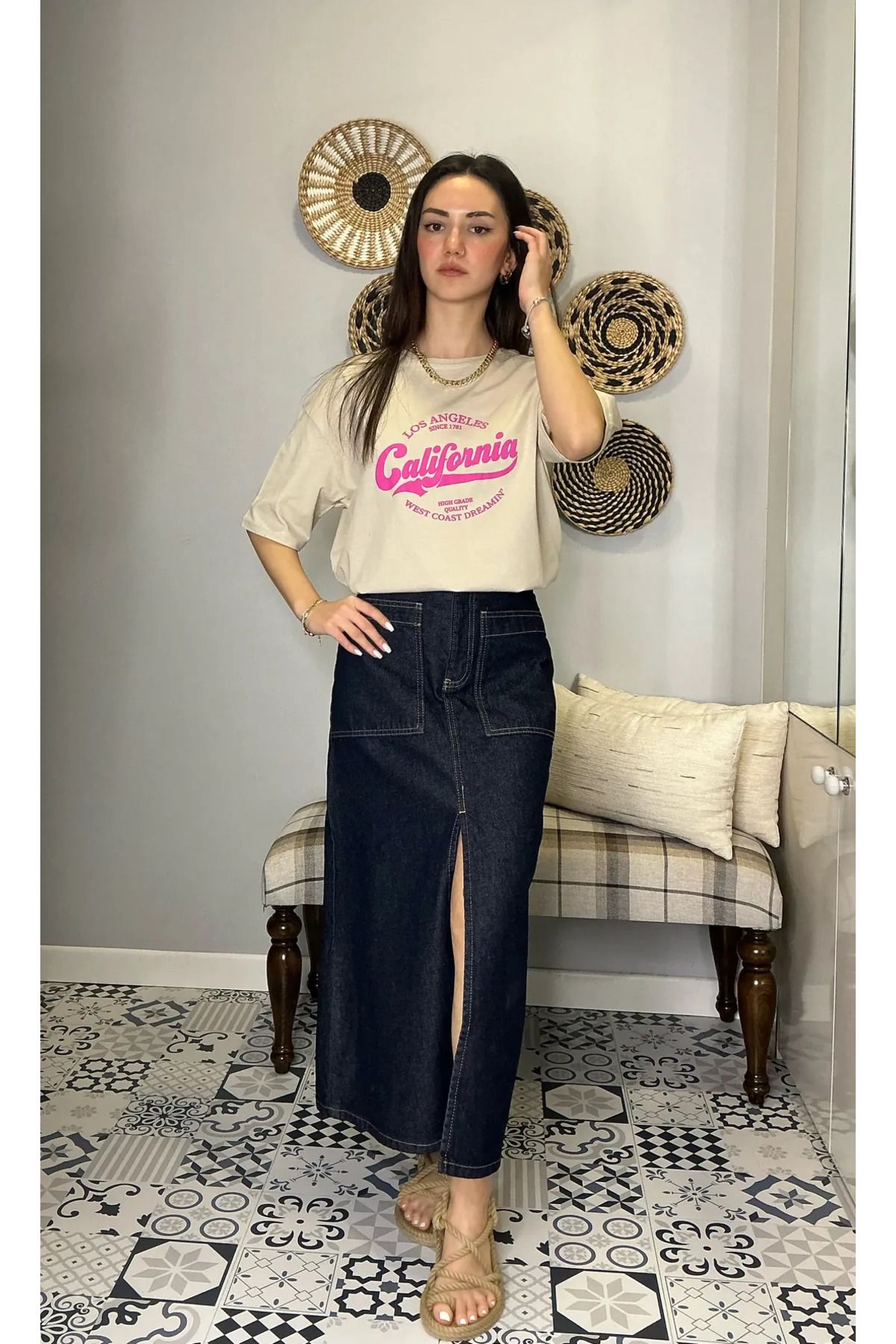 saze butik BEJ T-SHIRT