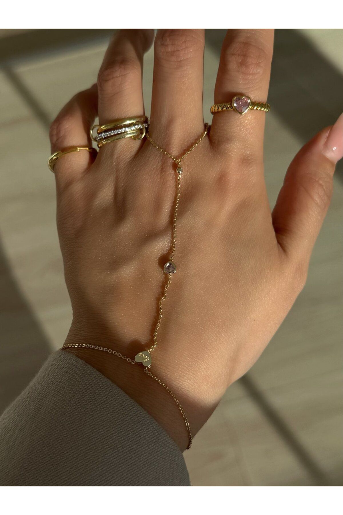 H&B Design Çelik Pembe Kalpli Gold Şahmeran
