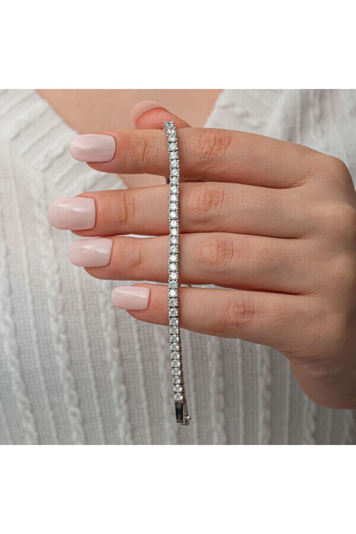 shop Beyaz Taşlı Su Yolu 925 Ayar Gümüş Bleklik