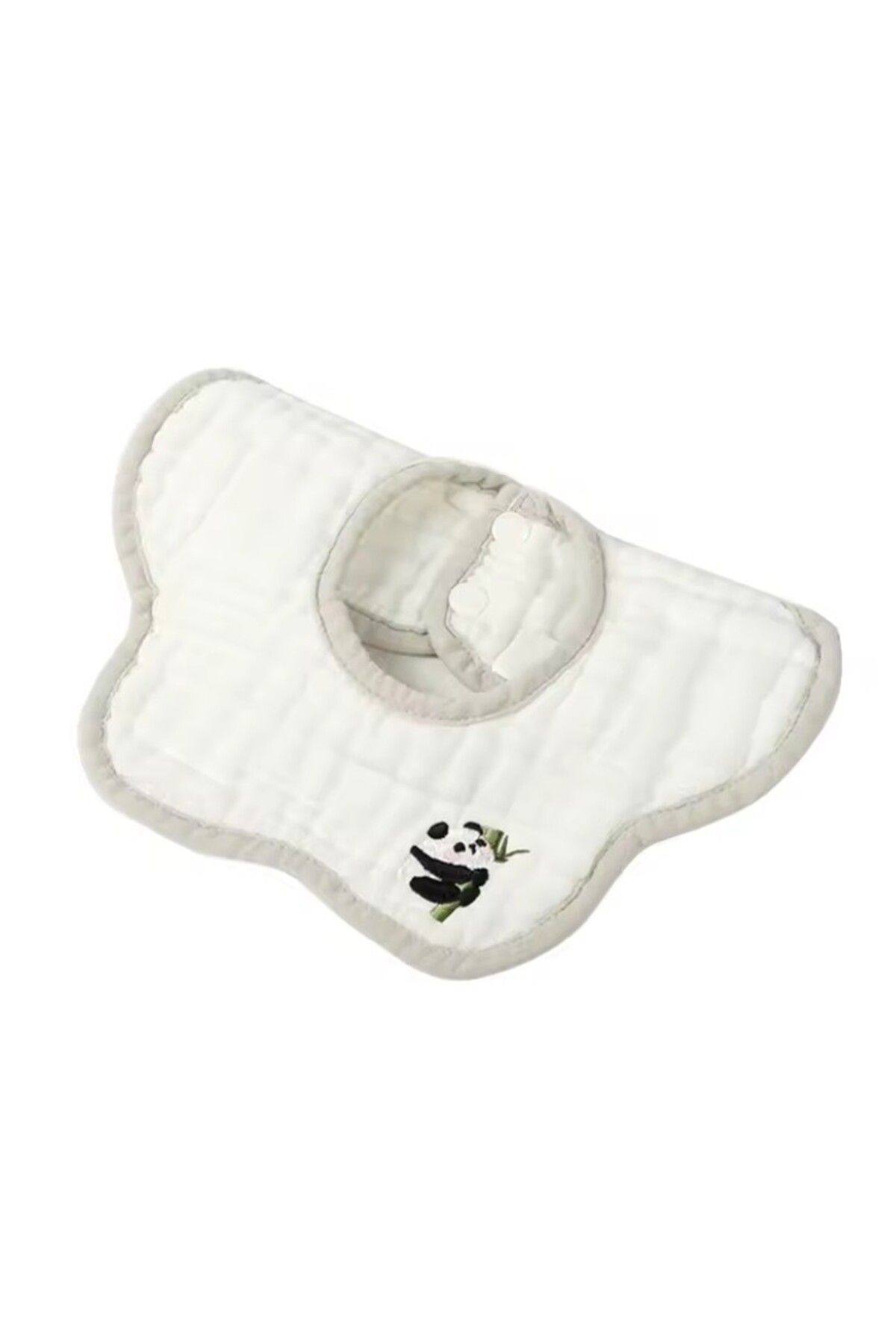 Flippy Floare Bavetă, Bumbac, 0-12 Luni, Impermeabilă, 8 Straturi, Model Panda, 26x29 Cm, Alb - One Size