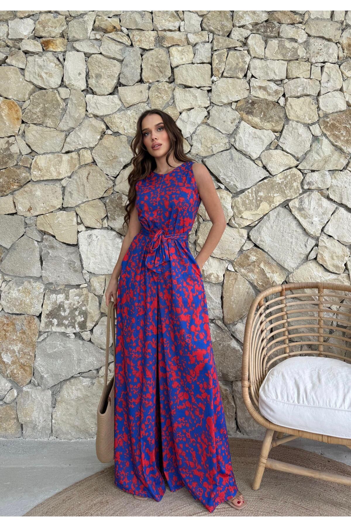 QBZ DESENLİ MAXİ TULUM YANDAN CEPLİ