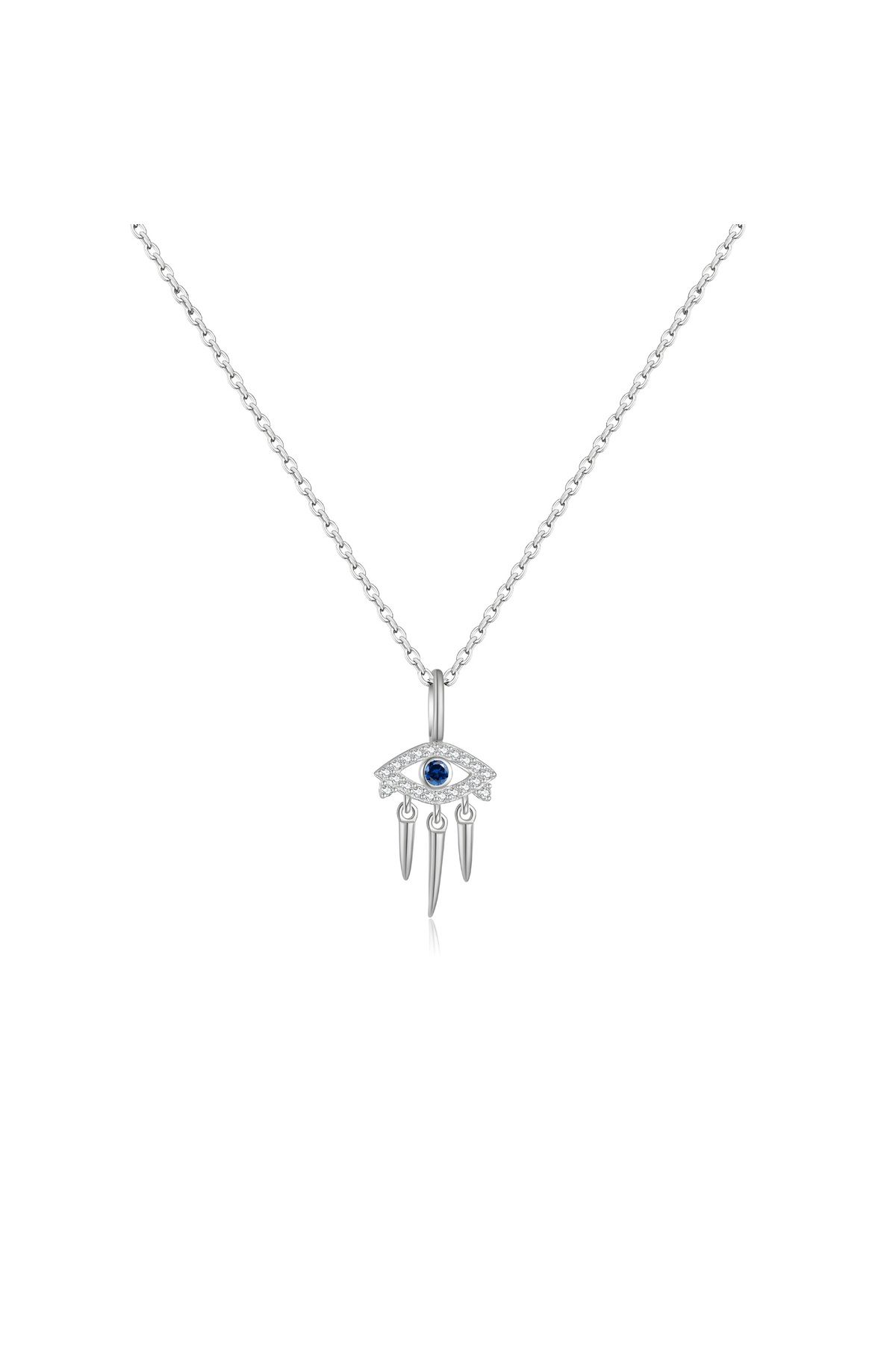 la nuit jewellery Ellora Gümüş Renk Nazar Göz Detaylı Kadın Kolye