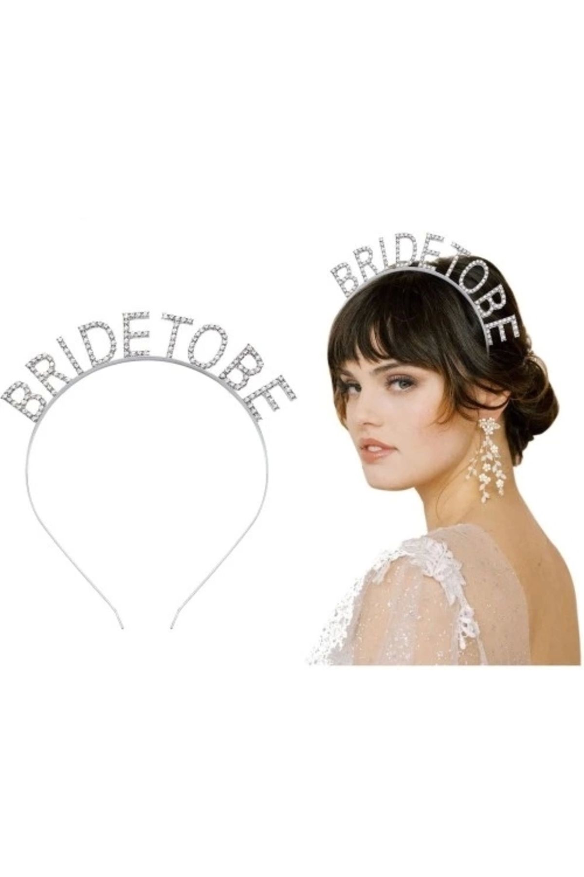 PRATİKOBA Gümüş Kaplama Kristal Taşlı Bride To Be Gelin Tacı