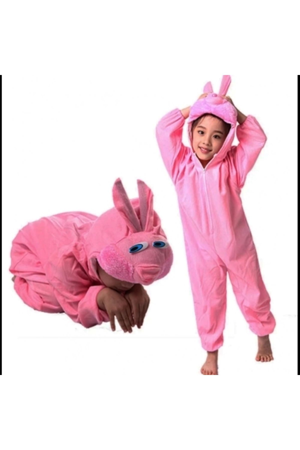 PRATİKOBA Çocuk Tavşan Kostümü Pembe Renk 4-5 Yaş