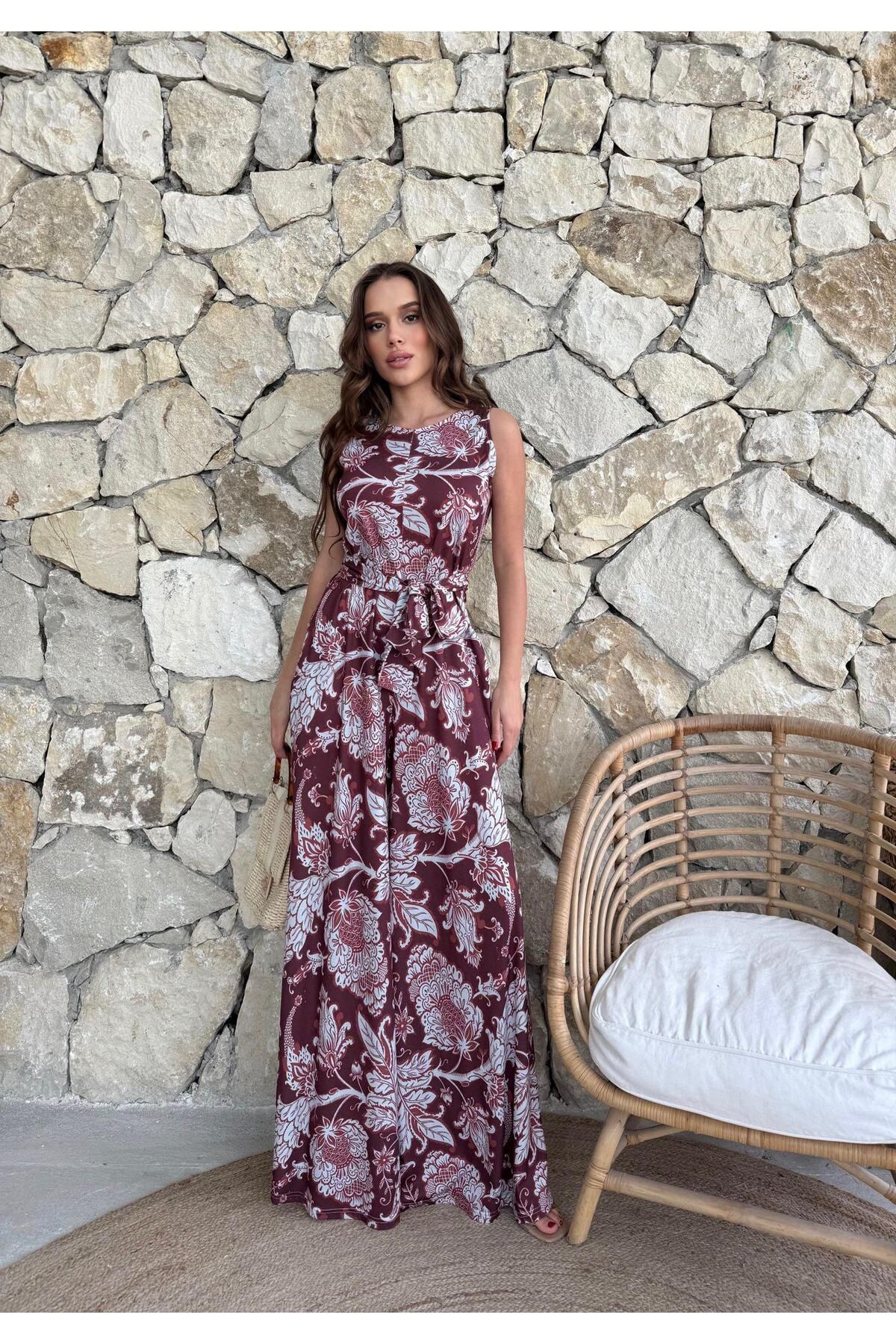 QBZ DESENLİ MAXİ TULUM YANDAN CEPLİ