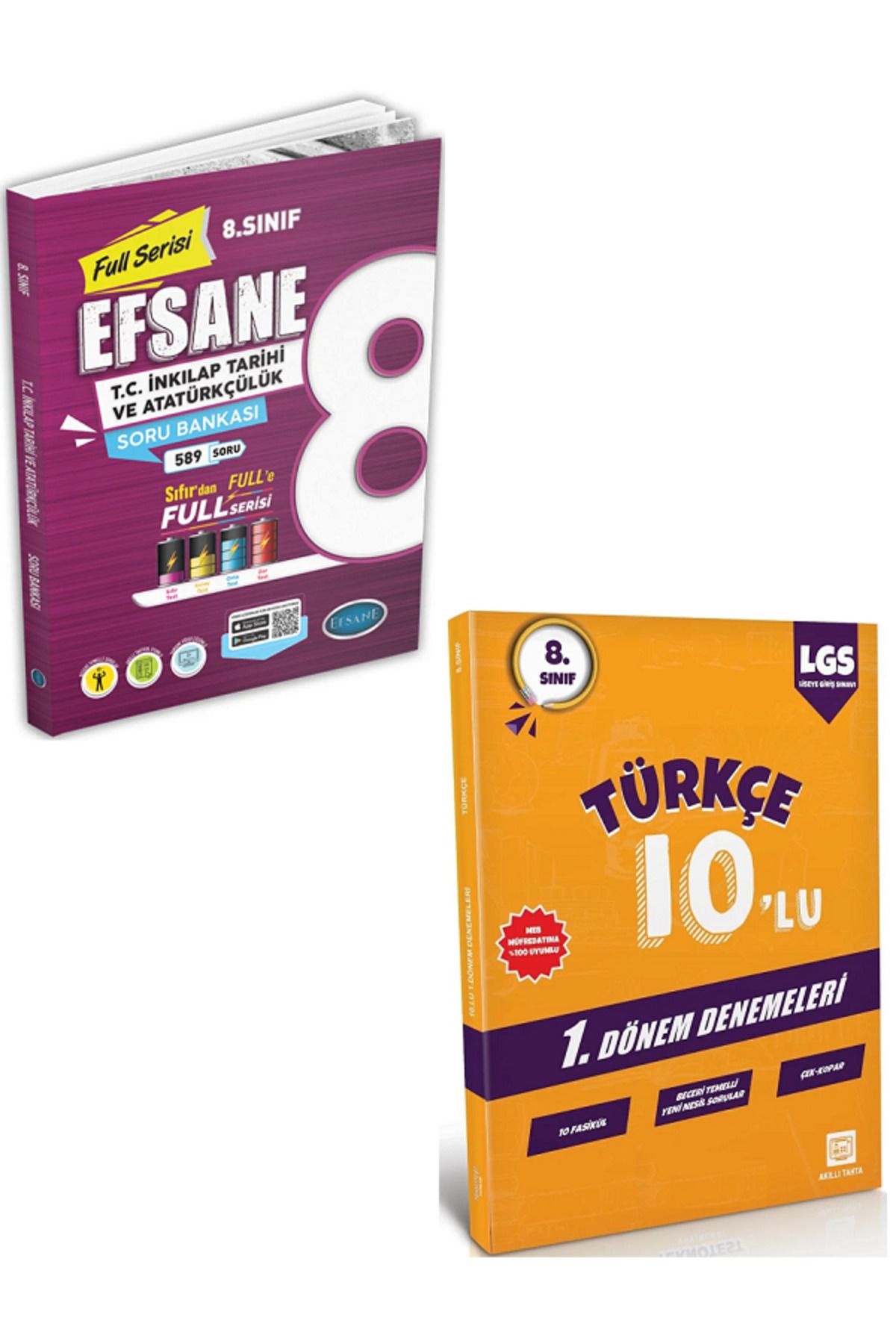 Efsane Yayınları 8.Sınıf Efsane Full Serisi İnkılap Tarihi Soru Bankası + 8.Sınıf 10'Lu TÜRKÇE Deneme - 2 KİTAP SET