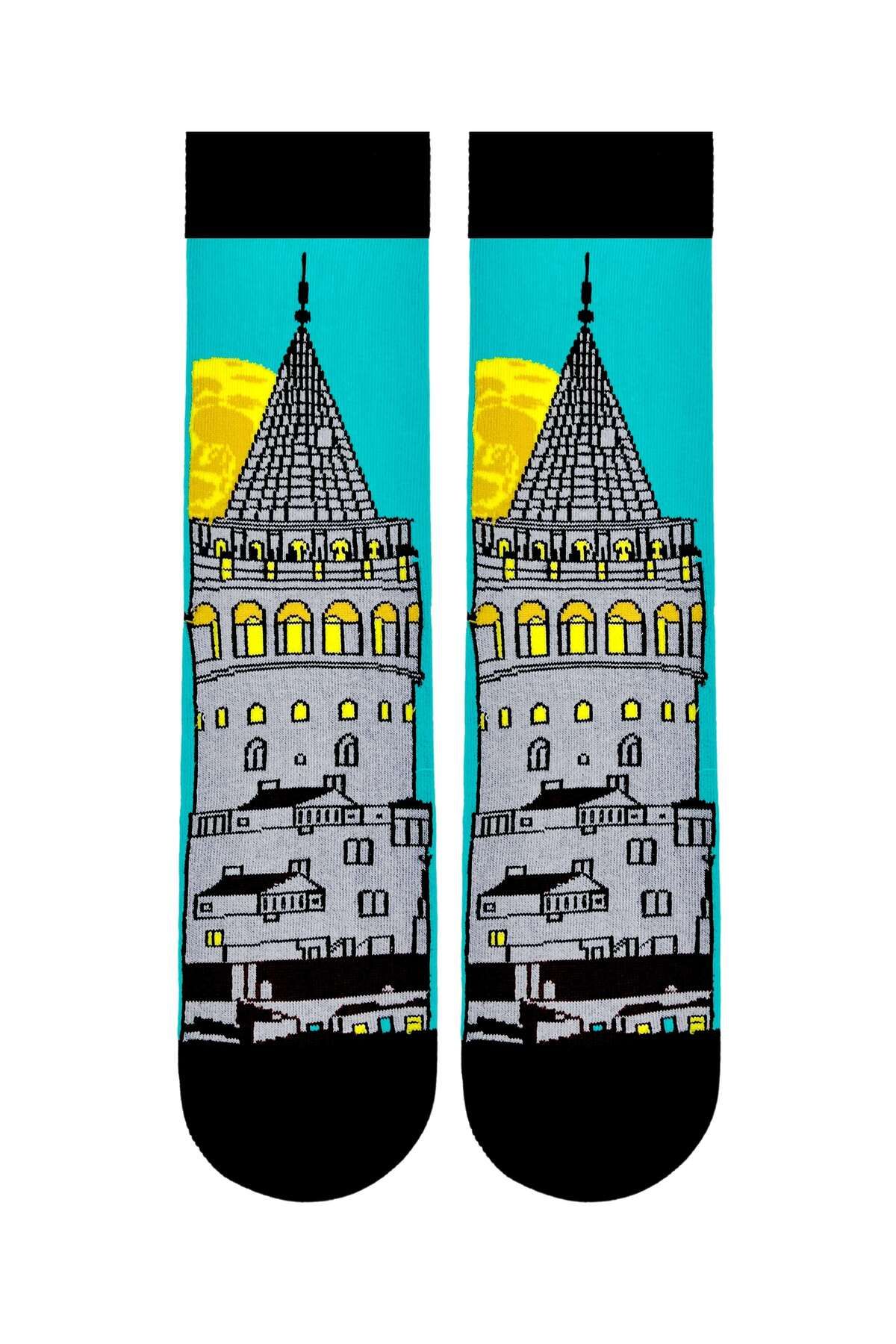 CARNAVAL SOCKS İSTANBUL GALATA KULESİ Desenli Renkli Unisex Soket Çorap