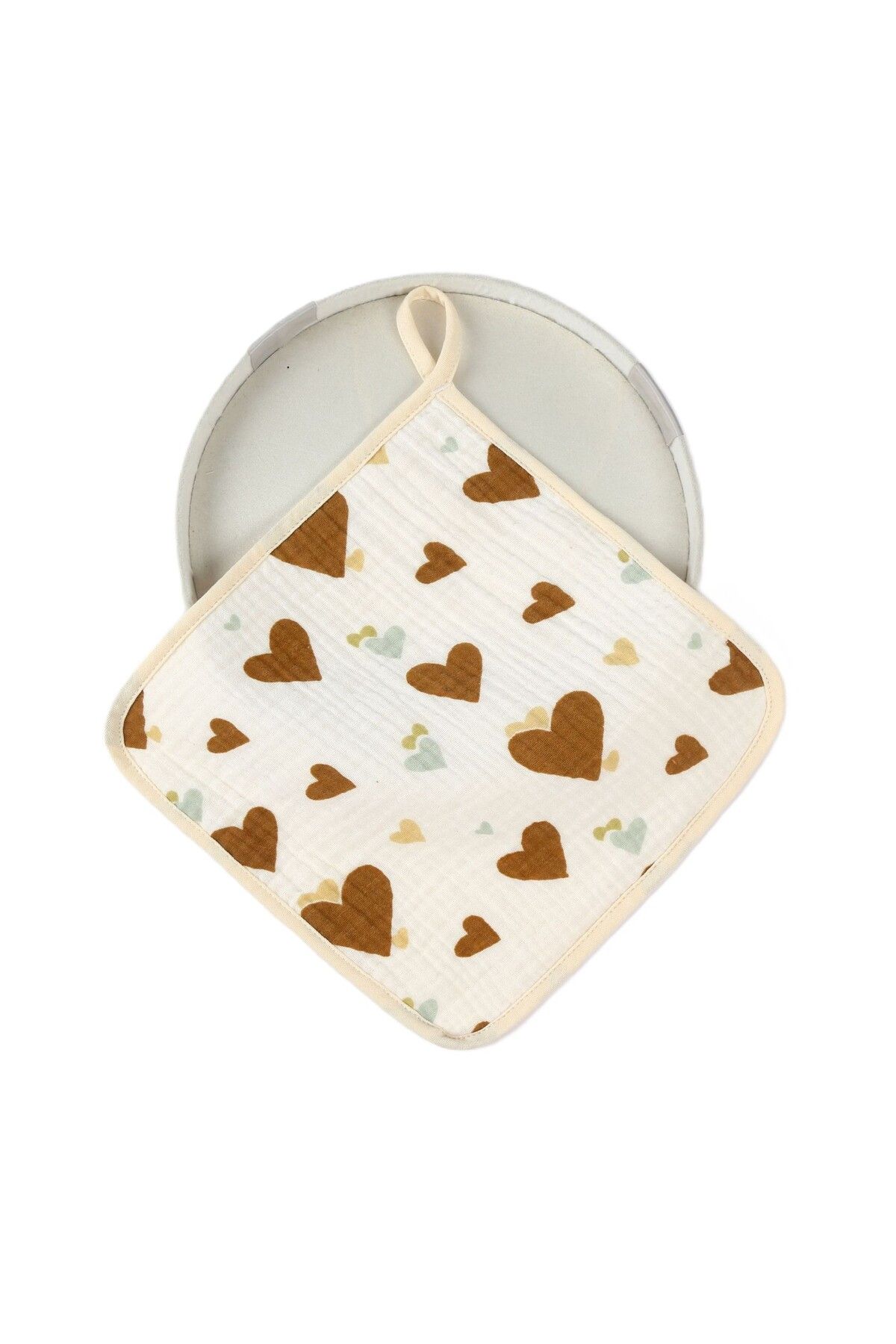 OEM Prosop Absorbant, Din Bumbac, 25 X 25 Cm, Model Inimioare, Cu Agatatoare, Maro Unisex - 10