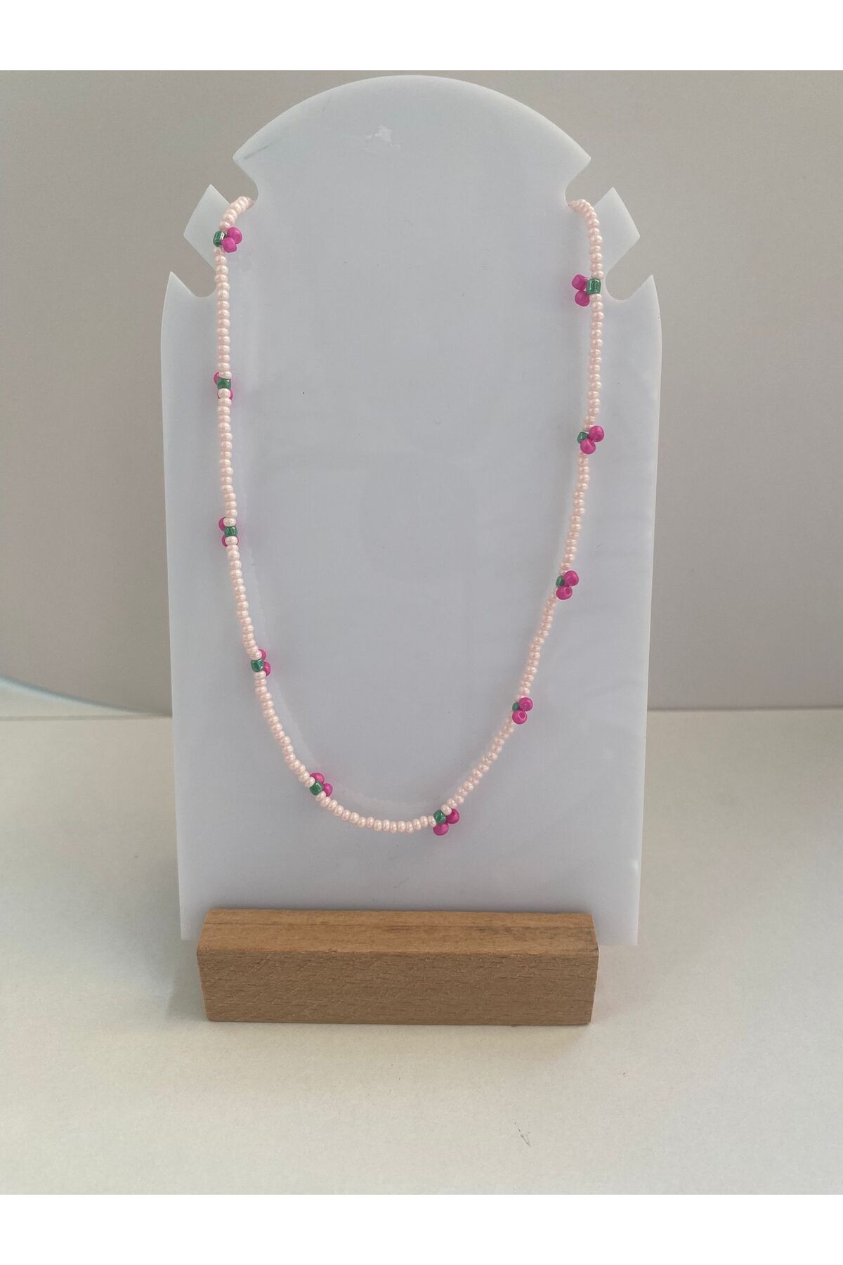 Ailahandmade KİRAZ BONCUK KOLYE PEMBE