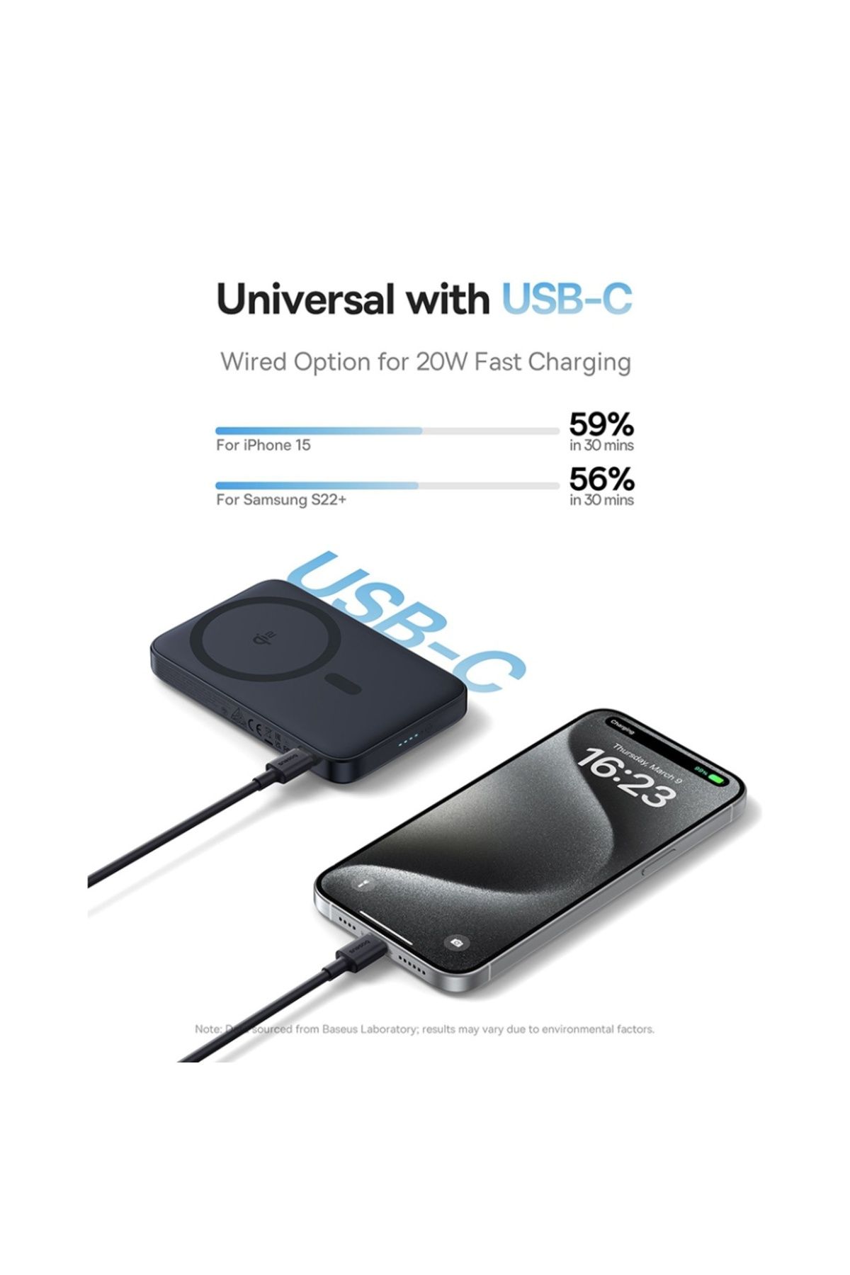 Baseus-Baterie externă, încărcare rapidă, magnetică, tip C, Qi2, 20W, 5000mAh, cablu tip C, PicoGo, negru 4
