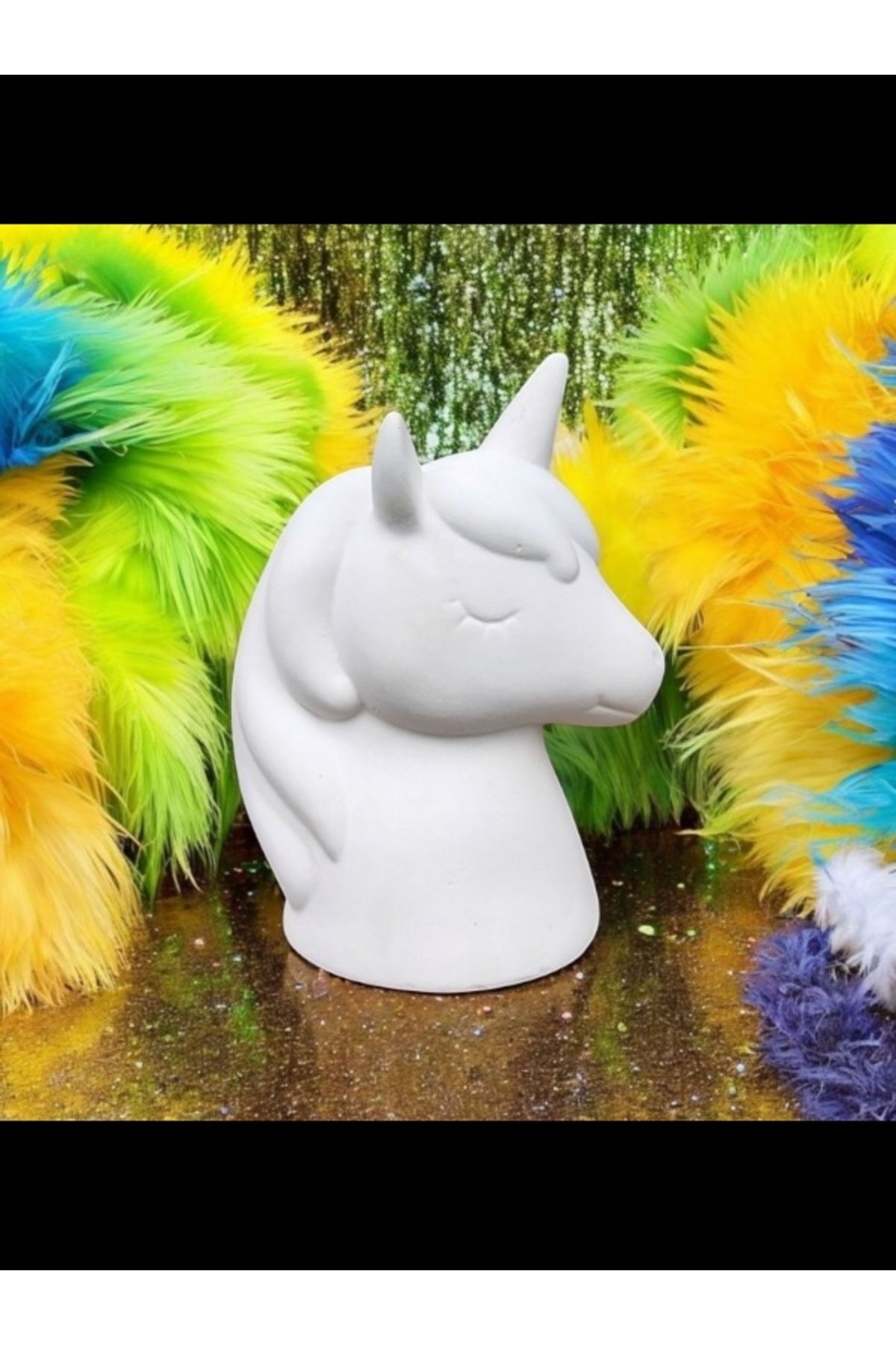 Atölye Kiraz Sevimli Unicorn Figürü – Aytaşı Malzeme, Boyanabilir El Yapımı Obje 20x15x10 cm
