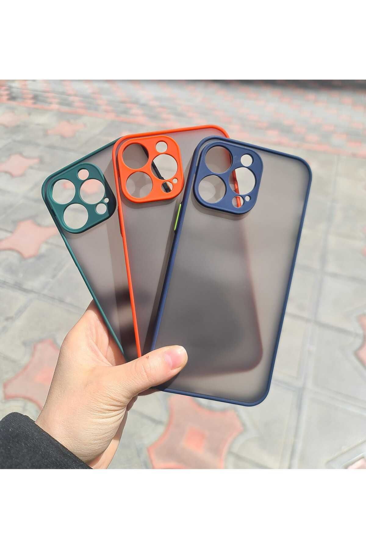 CEP-HANE Apple iPhone 14 Pro Max Kenarları Renkli Kamera Korumalı Transparan Kılıf