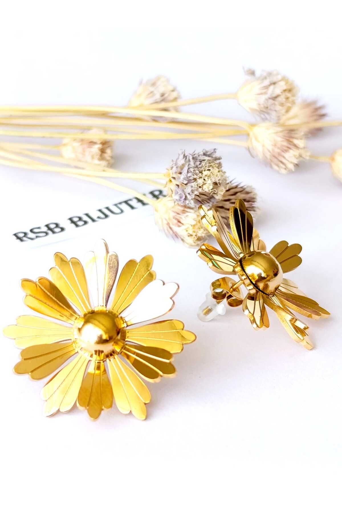 RSB Bijuteri Küpe 316 L Çelik Altın Kaplama + Hediye Paket