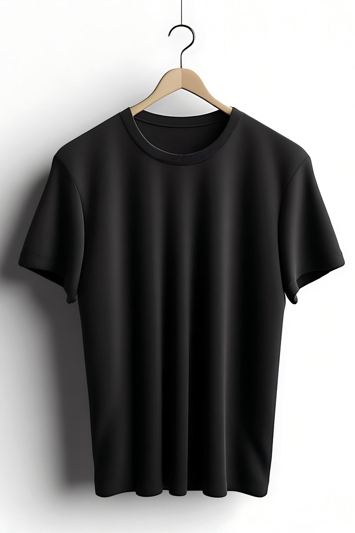 Zestia Unisex T-Shirt, Düz Basic, Regular, %100 Pamuk, Siyah T-Shirt No: 00481