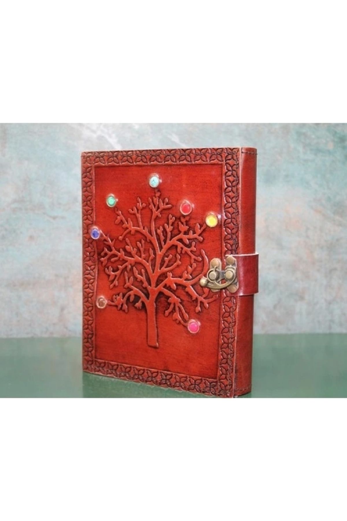 PRATİKOBA Taşlı Deri Defter Model 5