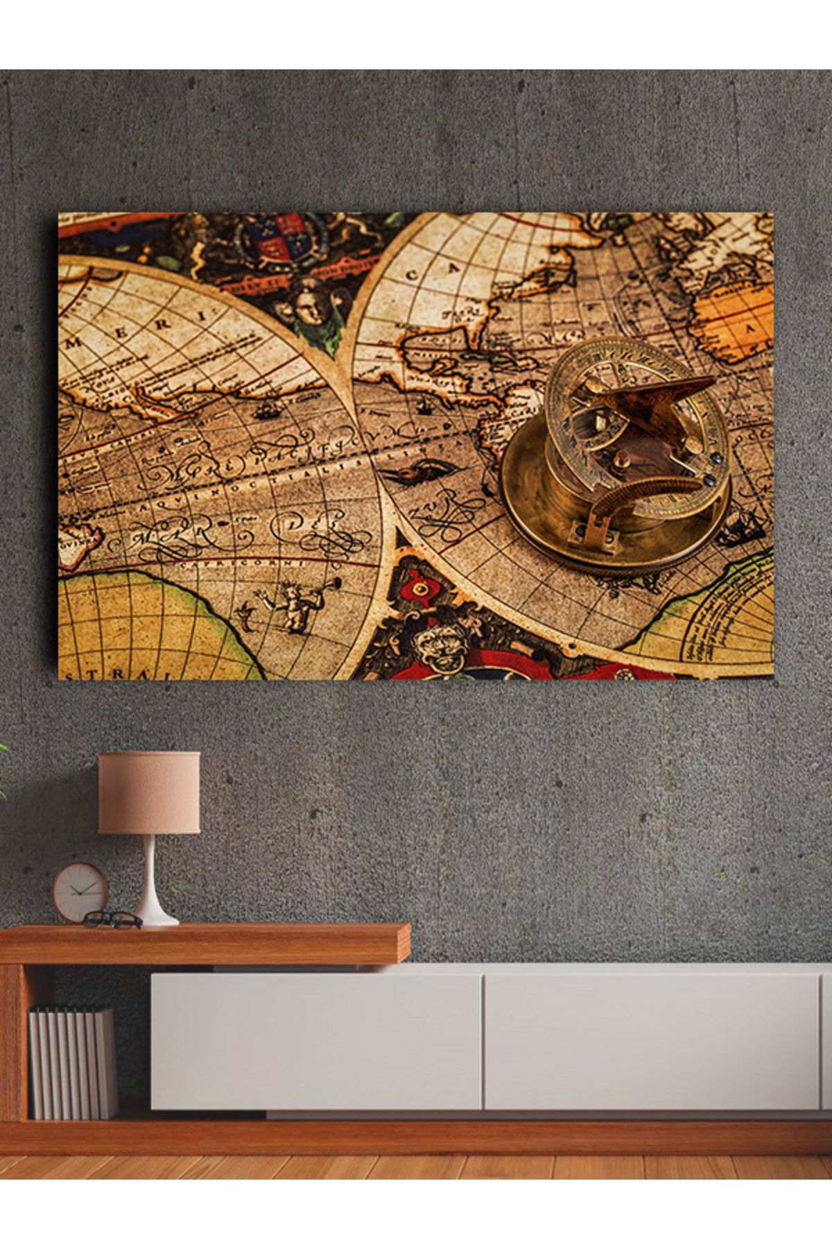 PRİME Concept Kanvas dekoratif harita tablo çerçevesiz 70x120 cm %100 pamuklu kumaş