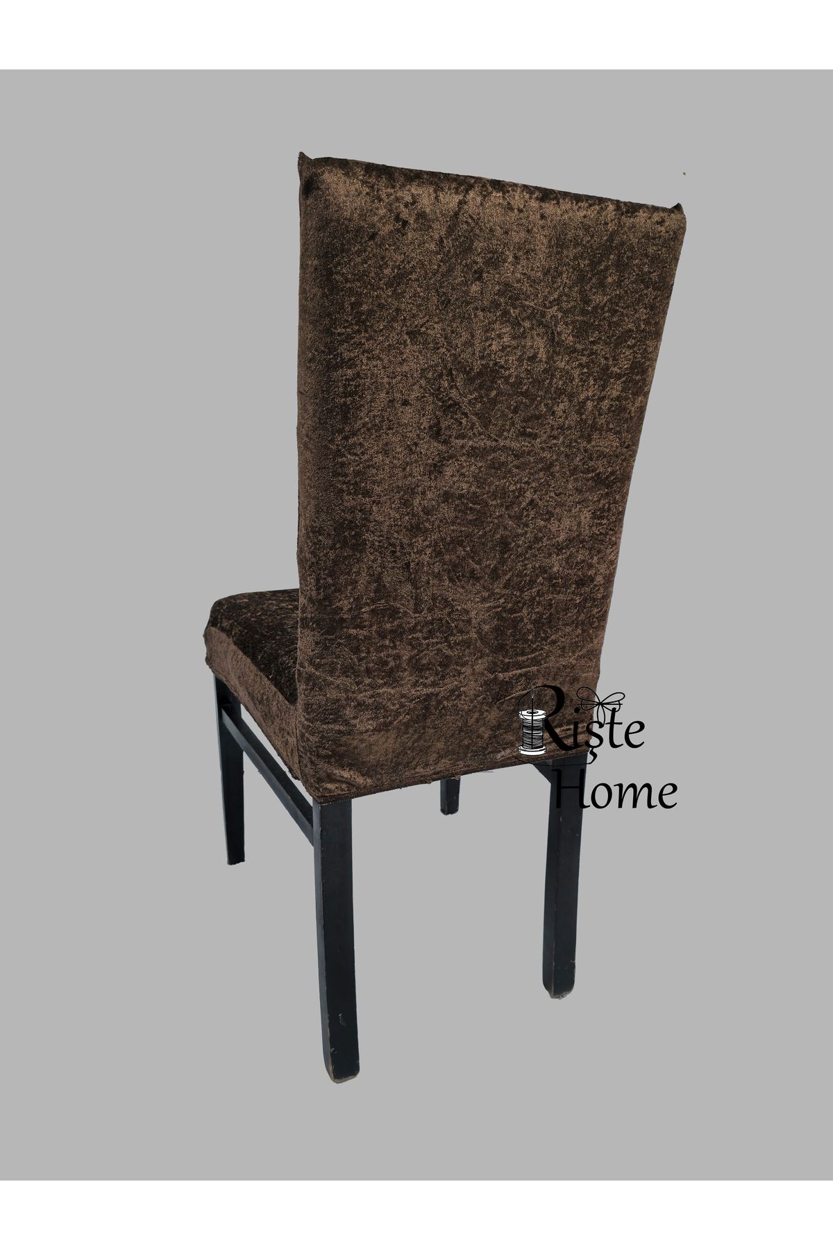 Rişte Home 6li ipek Kadife Sandalye Kılıfı,sandalye Örtüsü, Lastıkli, Standart 6 Adet