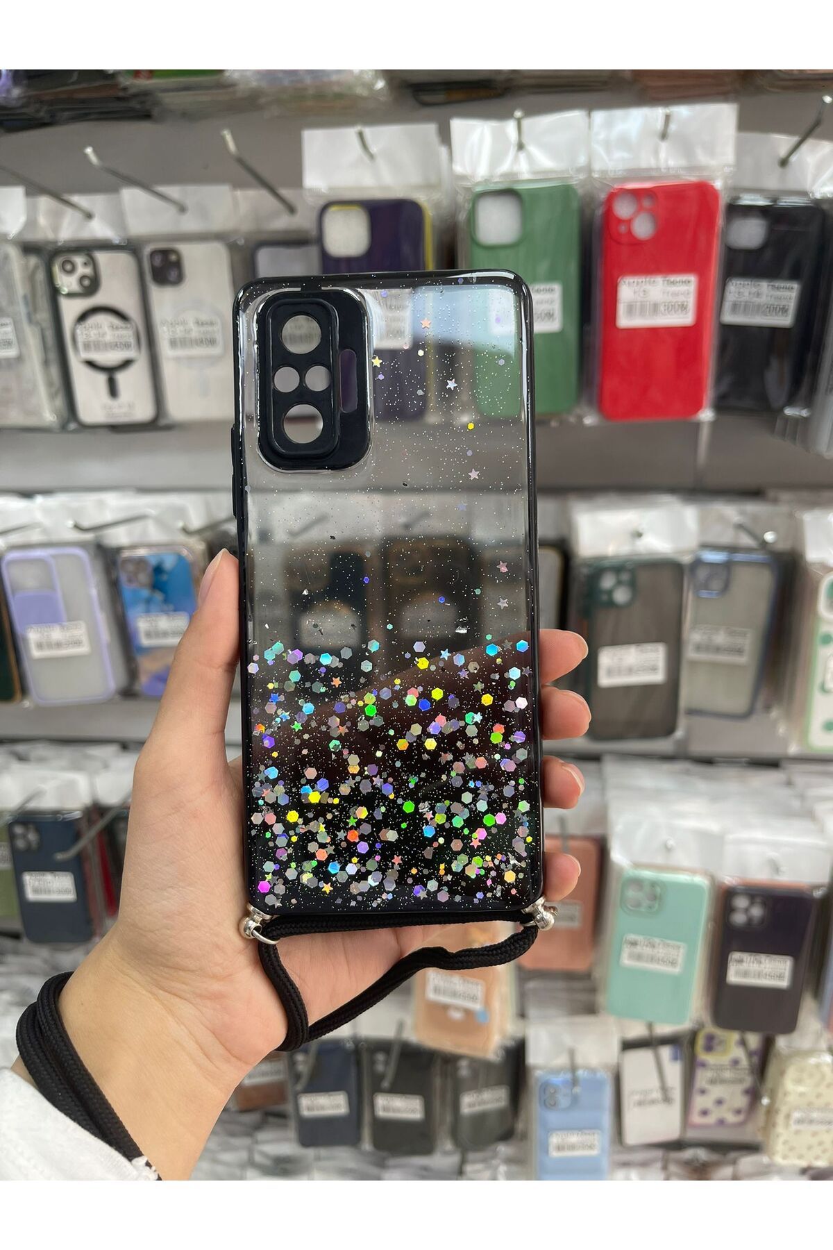 TECNOTREND redmi note 10 pro uyumlu simli şeffaf ipli silikon kılıf