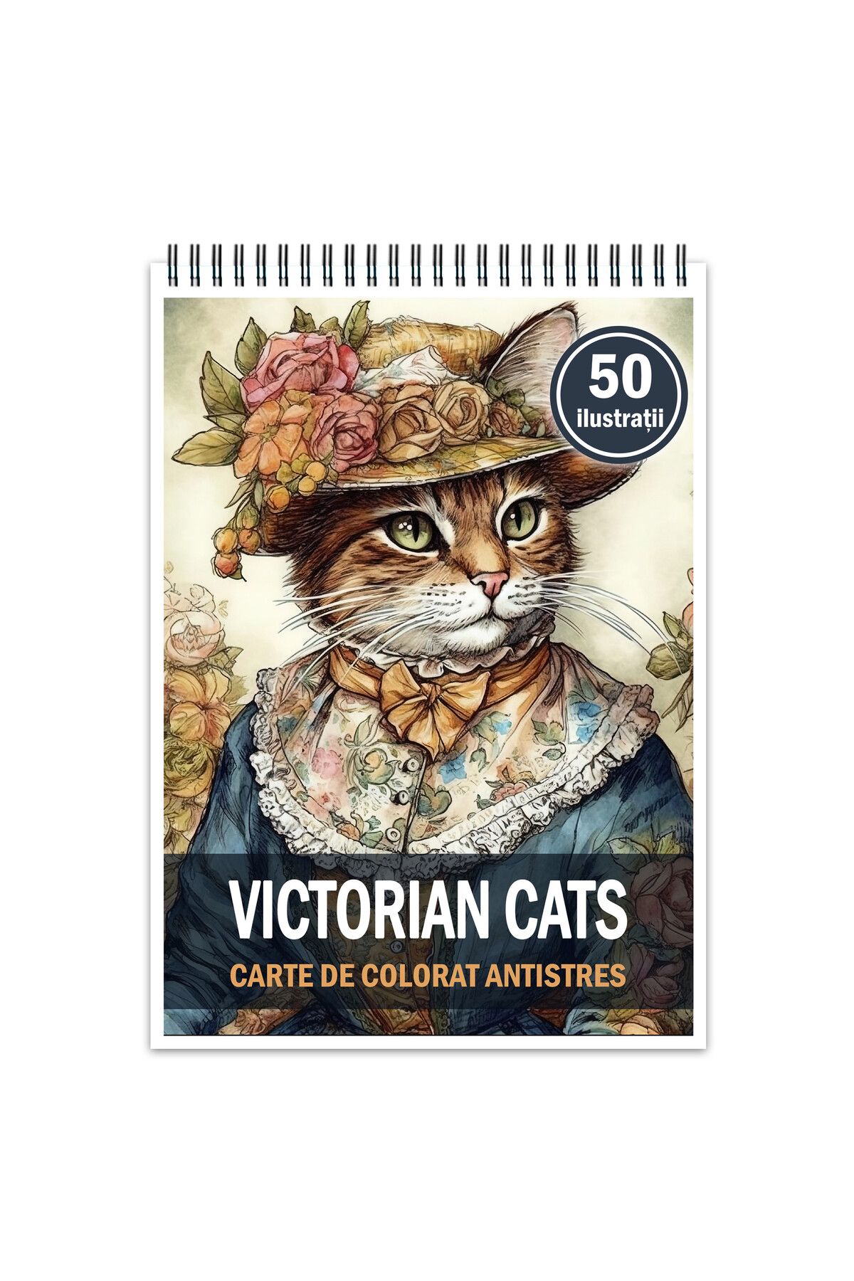 Legendary Gifts Carte De Colorat Antistres, 50 De Ilustratii, Victorian Cats, 106 Pagini, Format: A5 - One Size