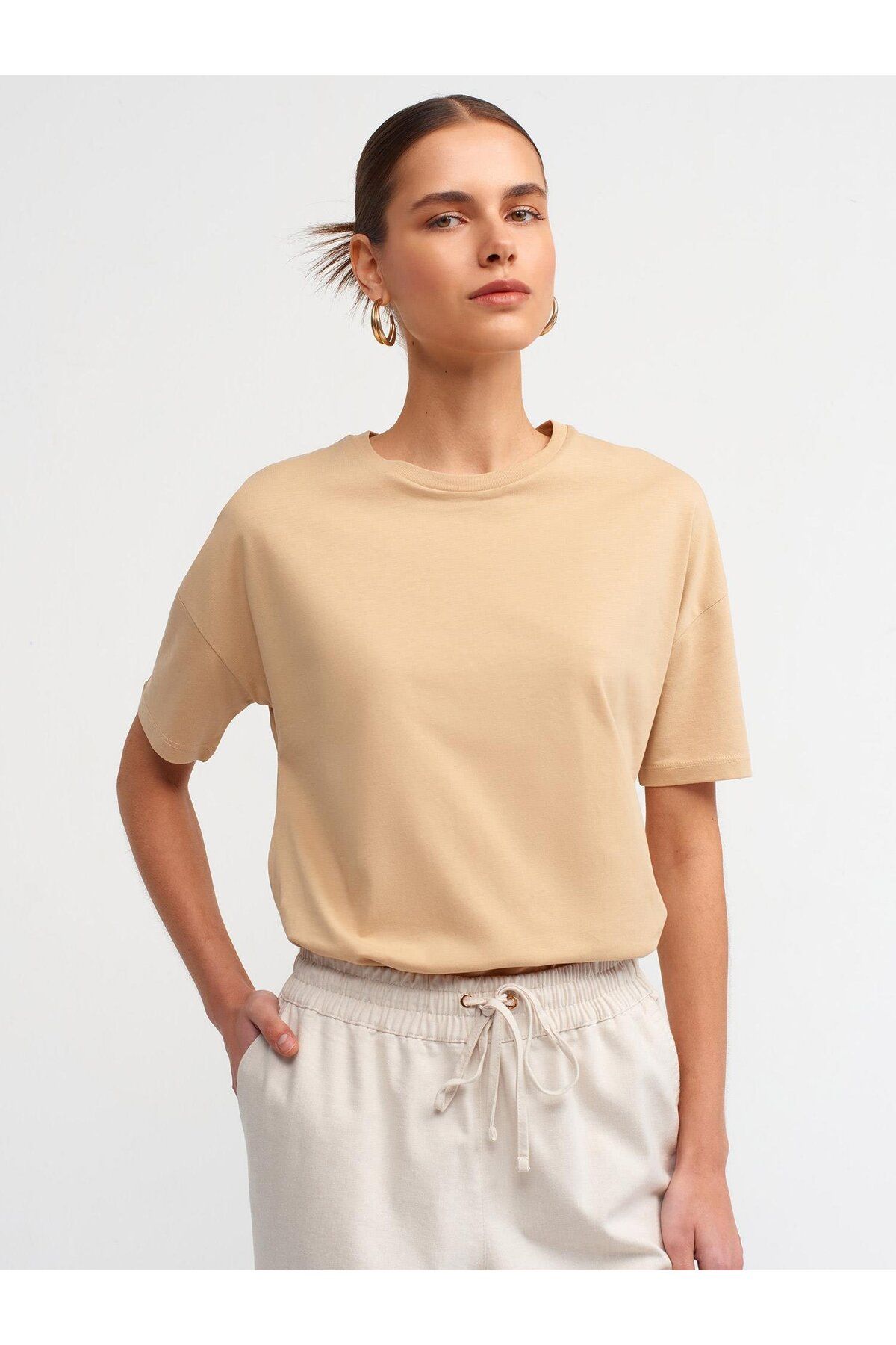 Moda Asrın Basic T-shirt-açık Bej