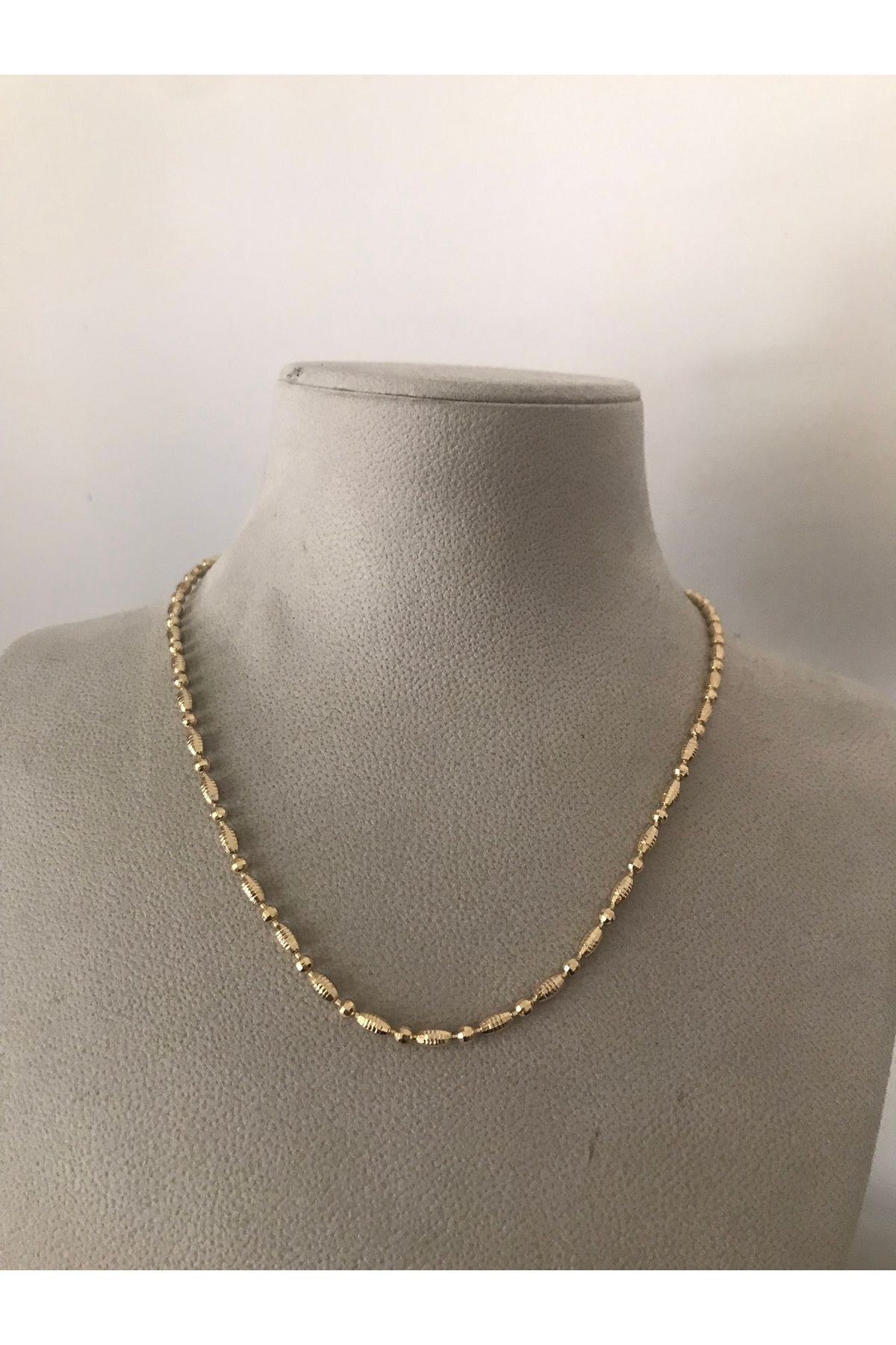 shop PASLANMAZ ÇELİK PIRILTILI EZME BADEM GOLD KARARMAZ KOLYE (UZUN)