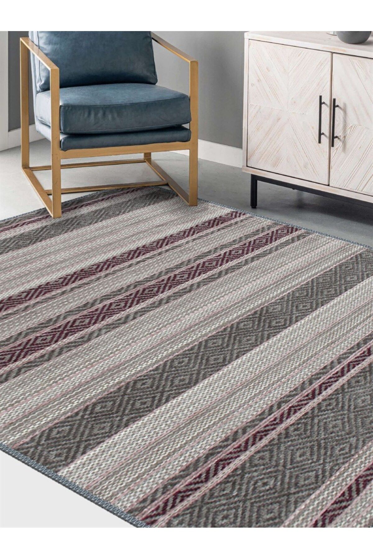 Serteks Morven İskandinav Desen Kaymaz Taban Salon - Oturma Odası Halısı , Yolluk