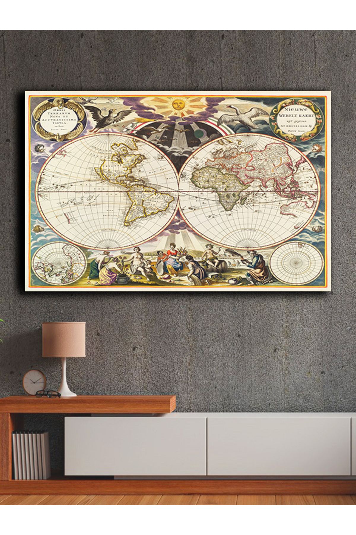 PRİME Concept Kanvas dekoratif harita tablo çerçevesiz 70x120 cm %100 pamuklu kumaş