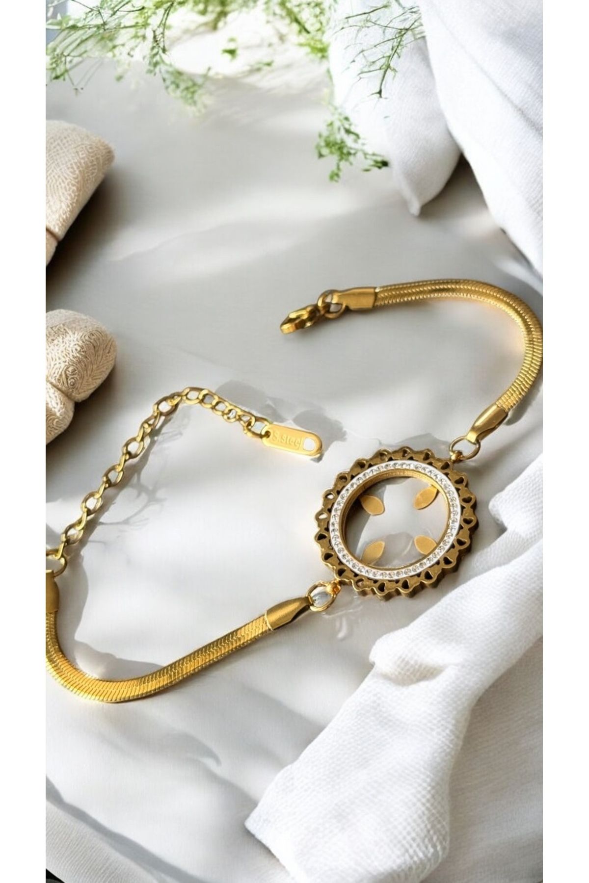 İNN JEWELLERY Kadın Bileklik 316 L Çelik Kararmaz Antialerjik Çeyrek Altın Takılabilen 2 Yıl İthalatçı Garantili