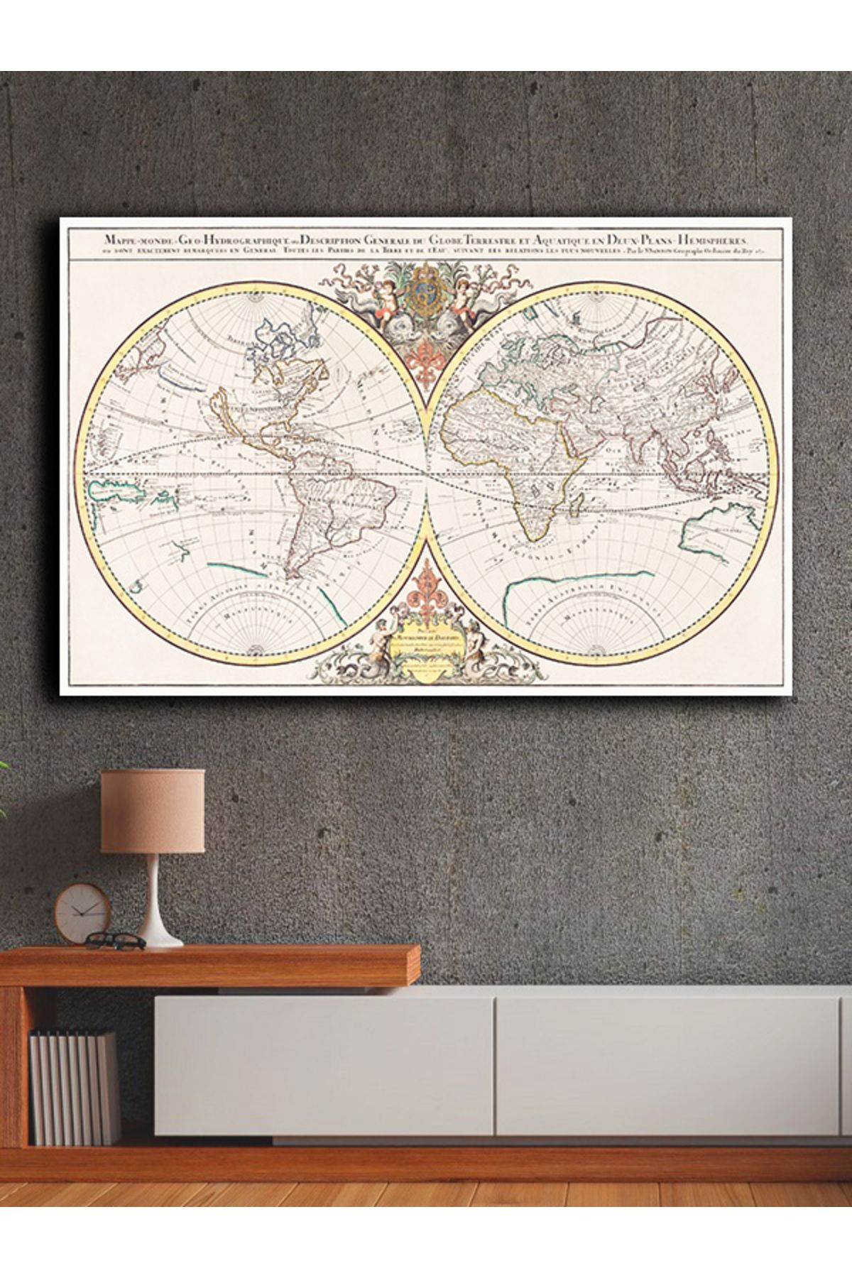 PRİME Concept Kanvas dekoratif harita tablo çerçevesiz 70x120 cm %100 pamuklu kumaş