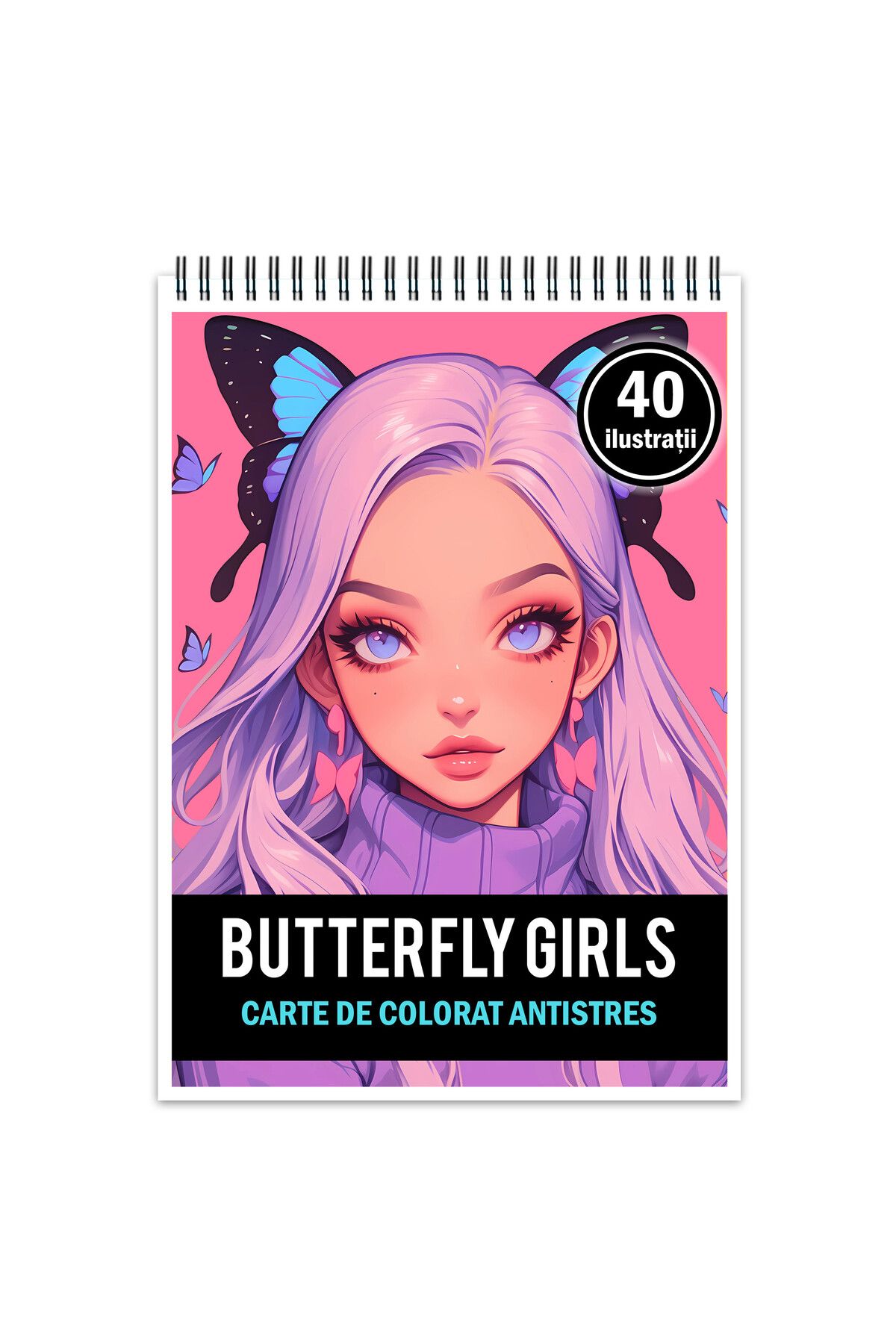 Legendary Gifts Carte De Colorat Antistres, 40 De Ilustratii, Anime Butterfly Girls, 86 Pagini, Format: A5 - One Size