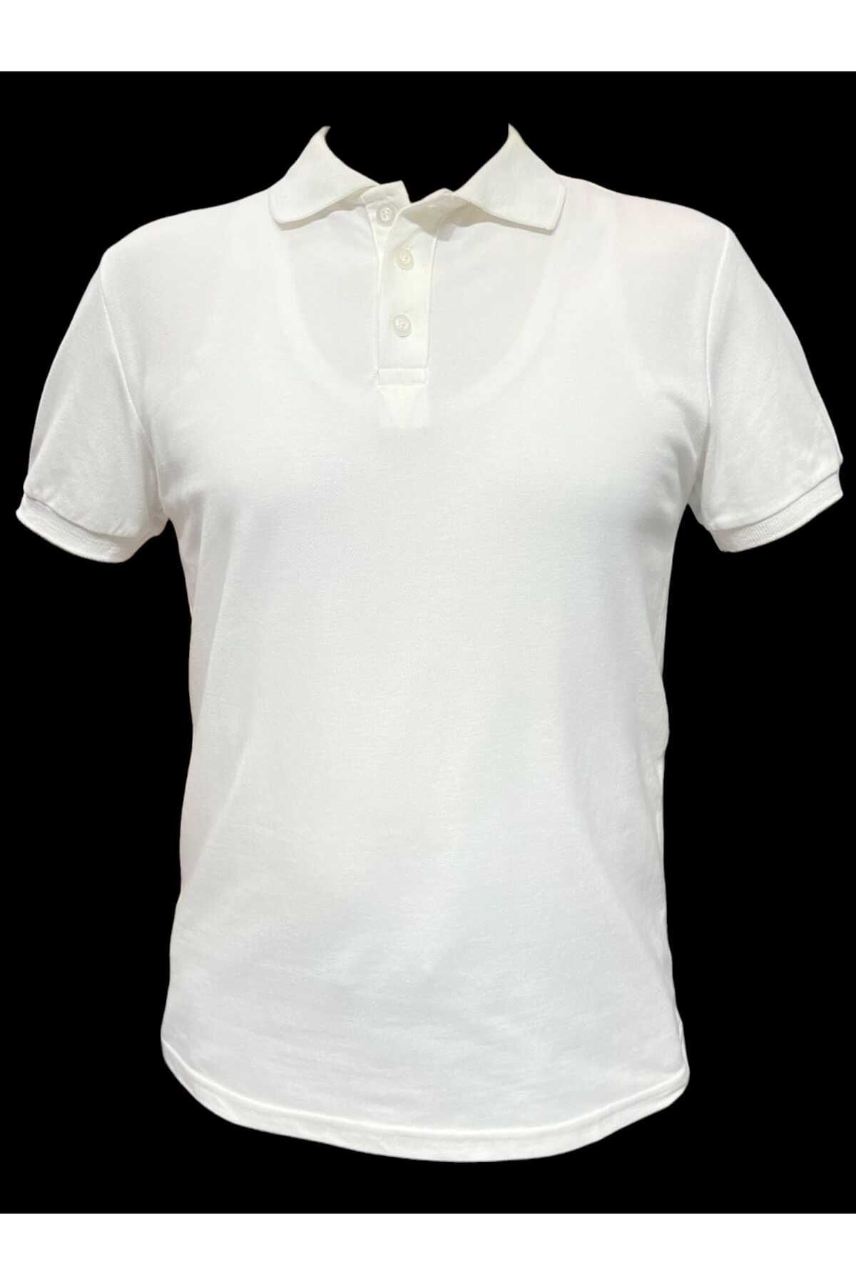 STBLUEGYM Polo Yaka T-shirt %95 Pamuk Premium A+ Kalite Beyaz Penye Çekme Solma Bozulma Yapmaz Garanti STBLUE