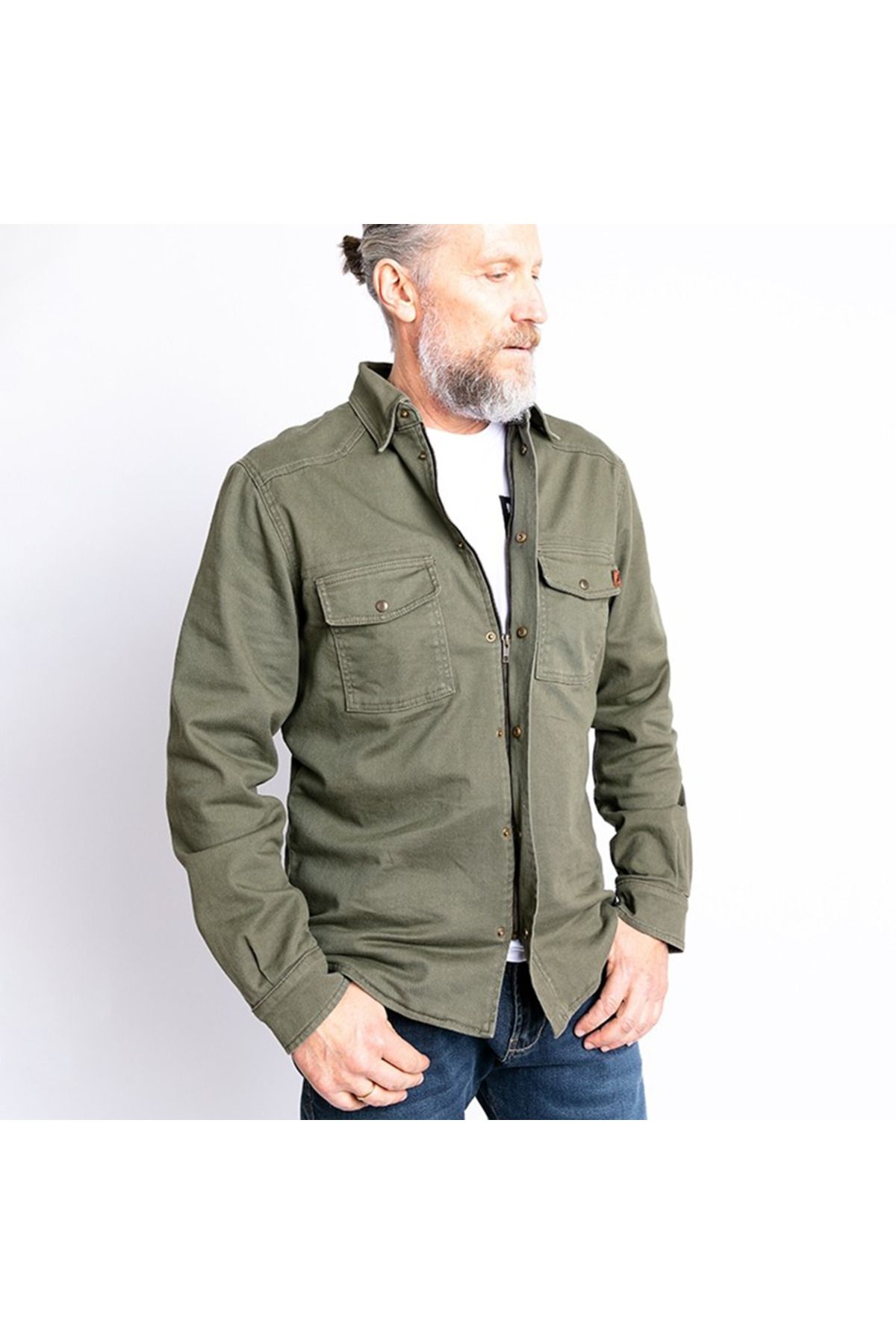 Tech90 Olive Korumalı Motosiklet Ceketi 5007