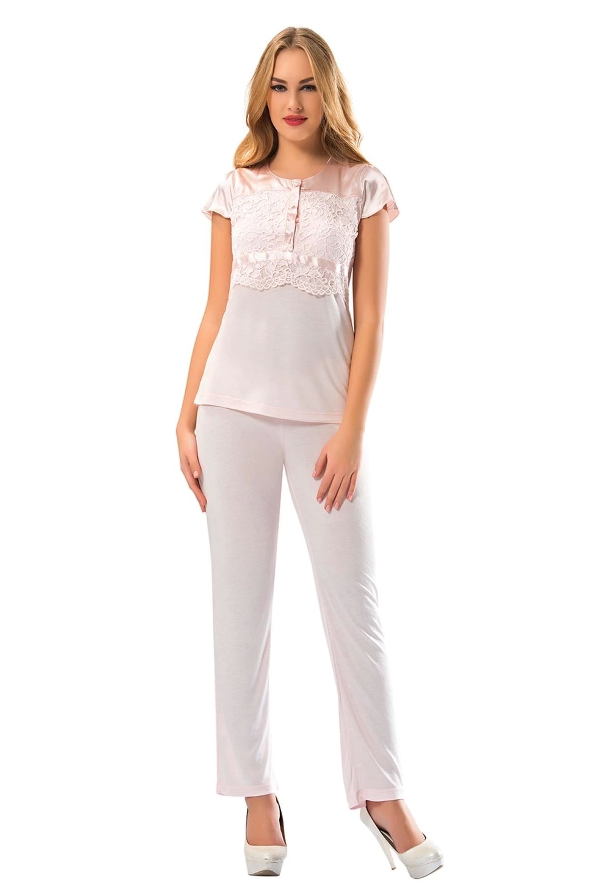 YNT İthalat Pudra Penye Pijama Takımı - 1607